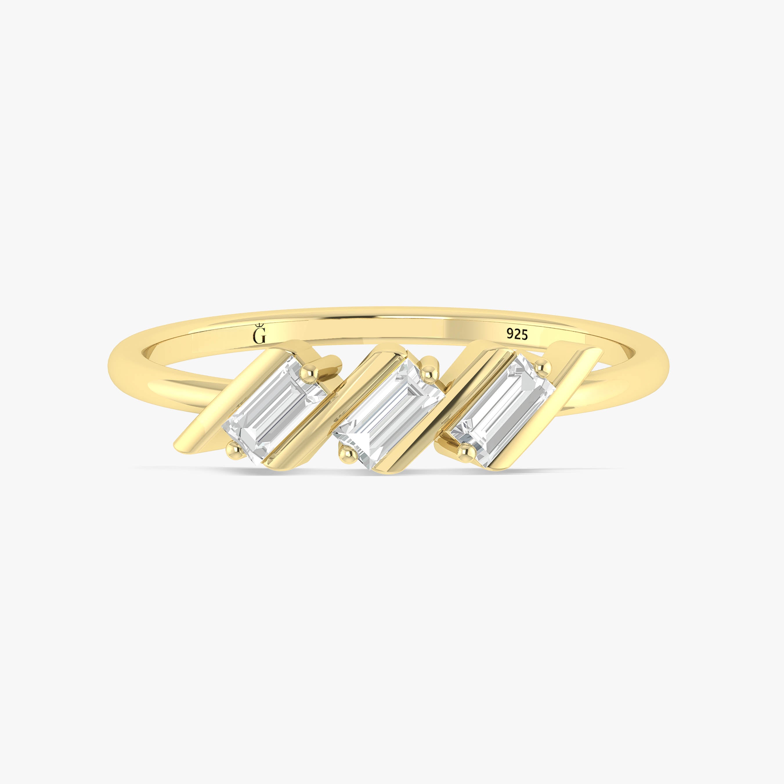 Baguette Cut Triple Zircon Ring