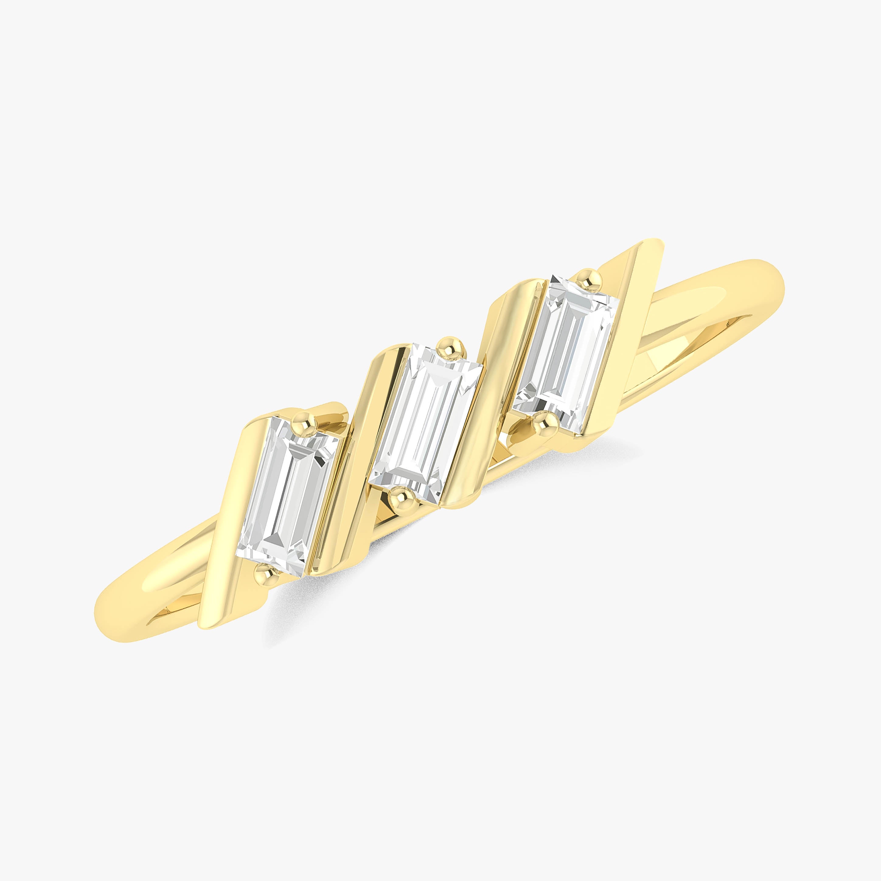 Baguette Cut Triple Zircon Ring2