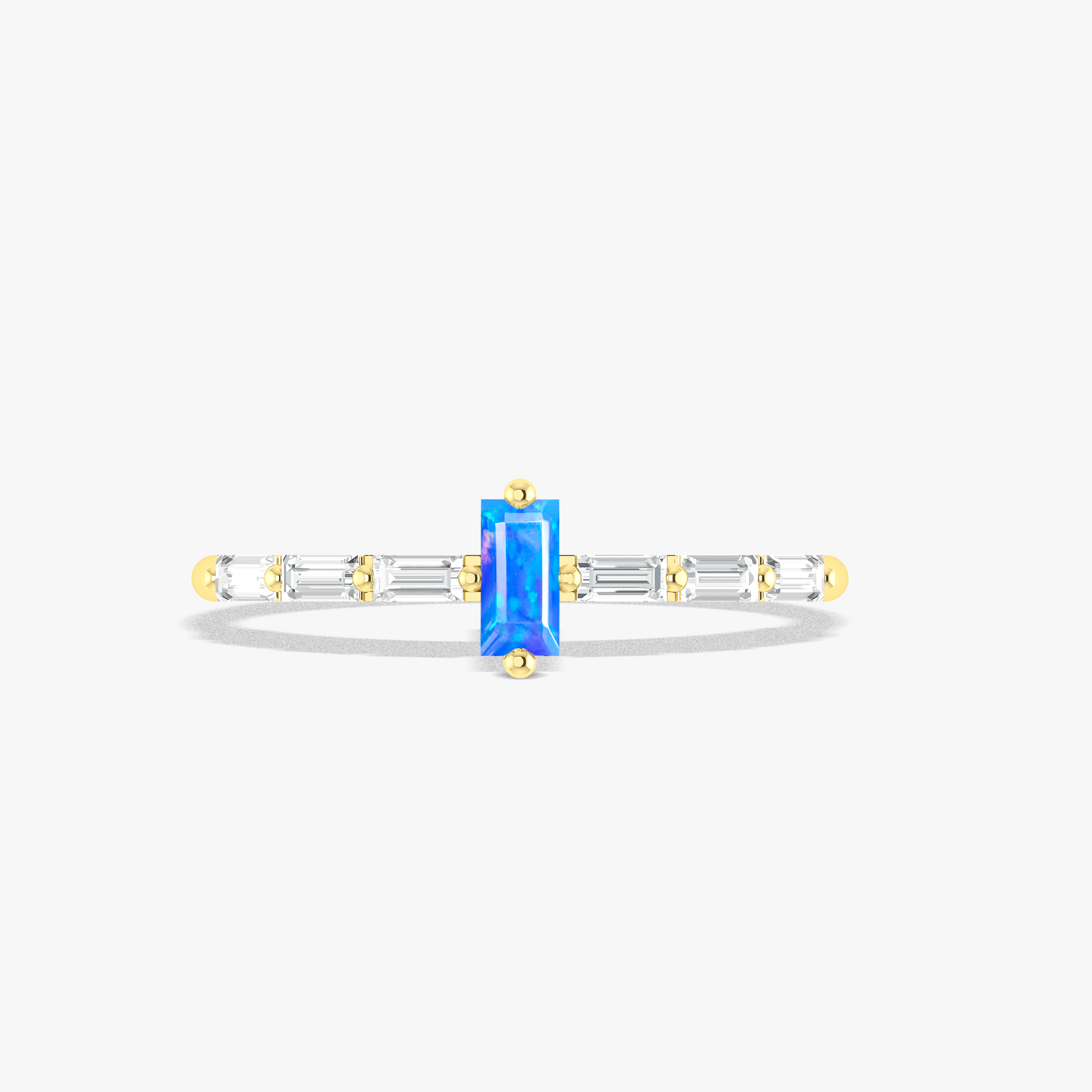 Baguette Blue Opal Zircon Ring