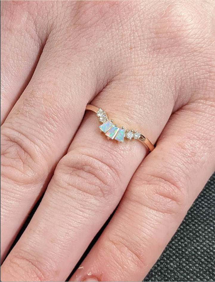 Baguette White Opal Ring CZ1