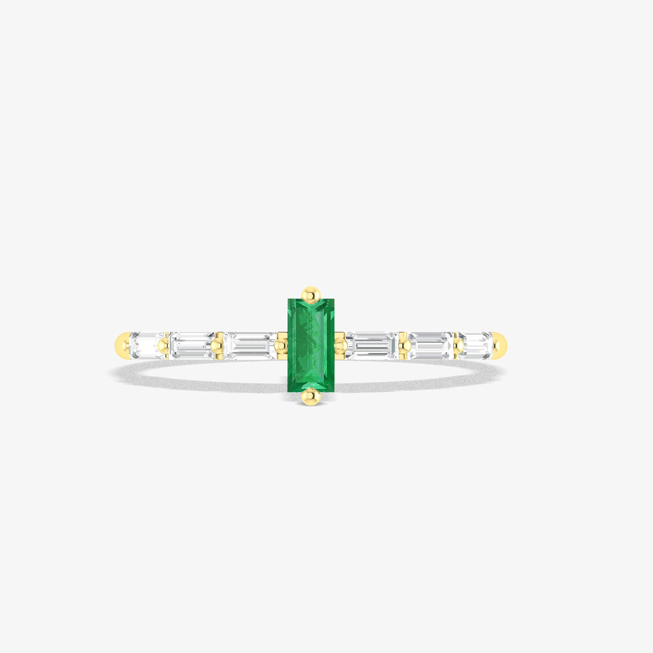 Baugette Shape Emerald Ring