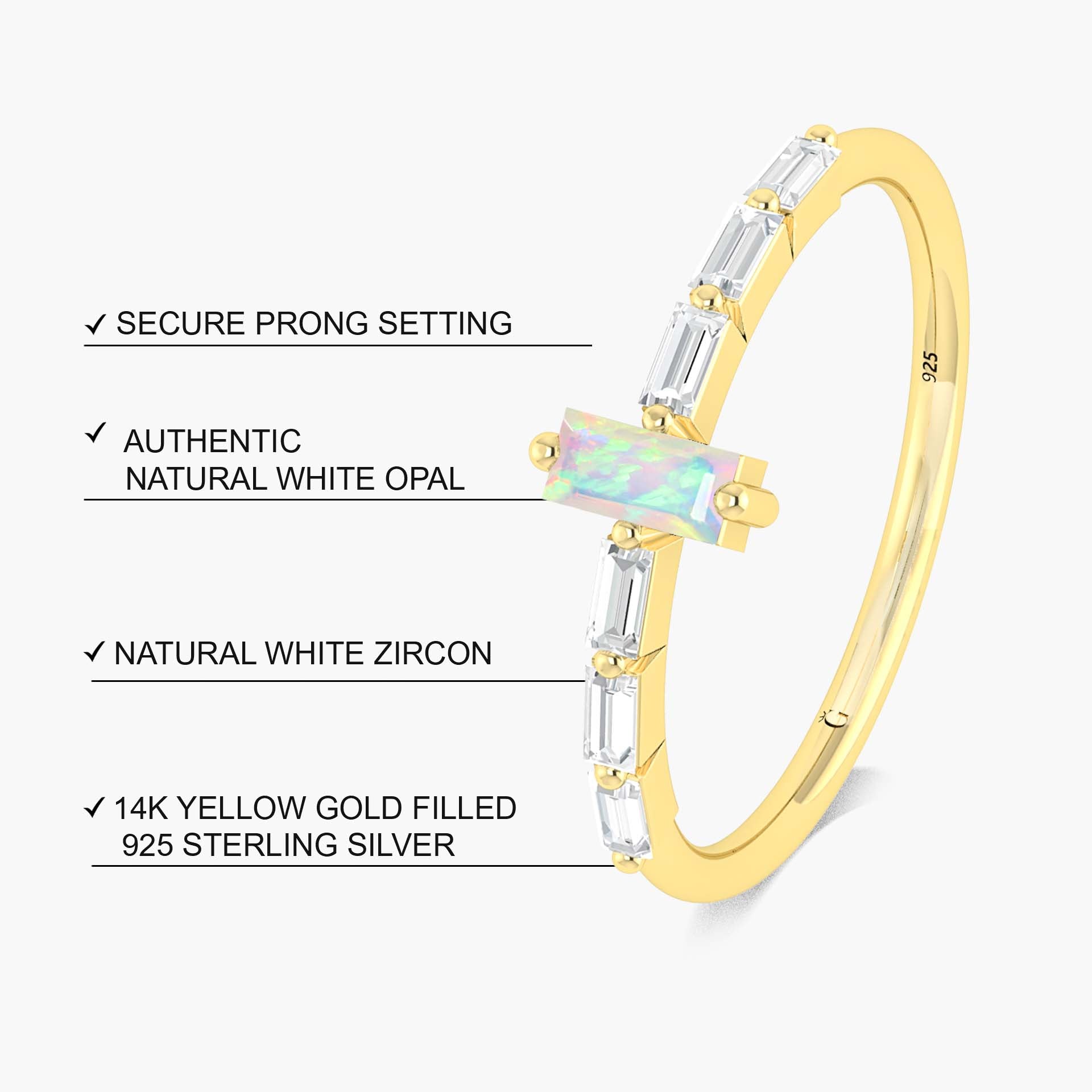 Baugette White Opal Zircons Ring2