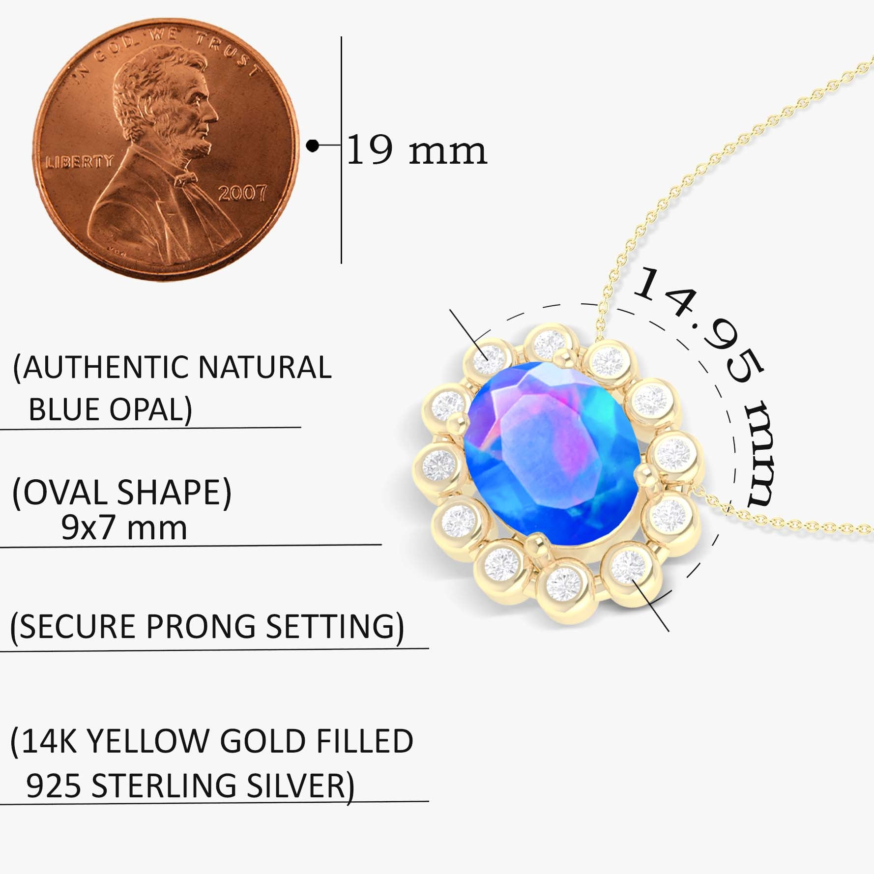 Bezel Set Zircon Blue Opal Pendant3