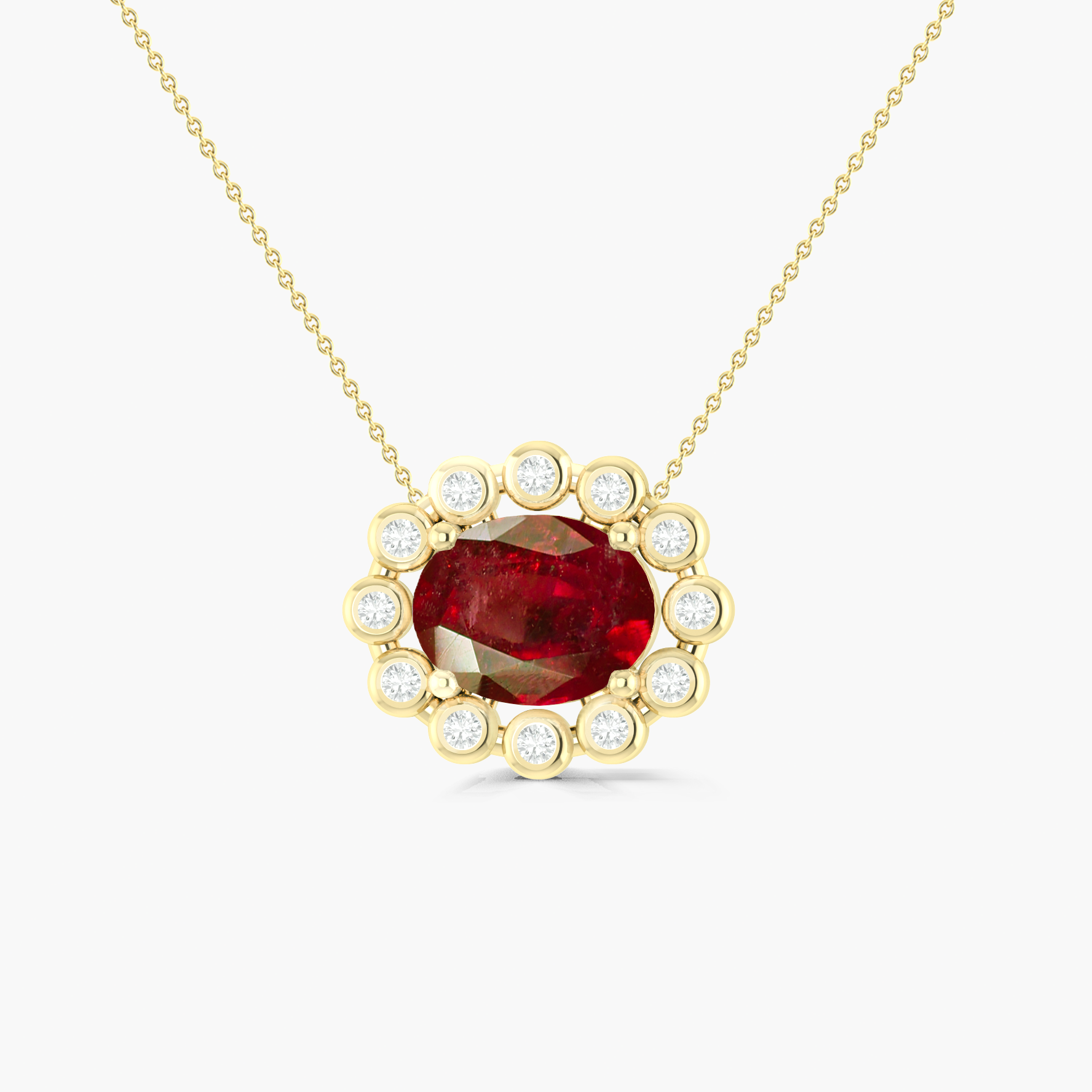 Bezel Set Zircons Ruby Pendant