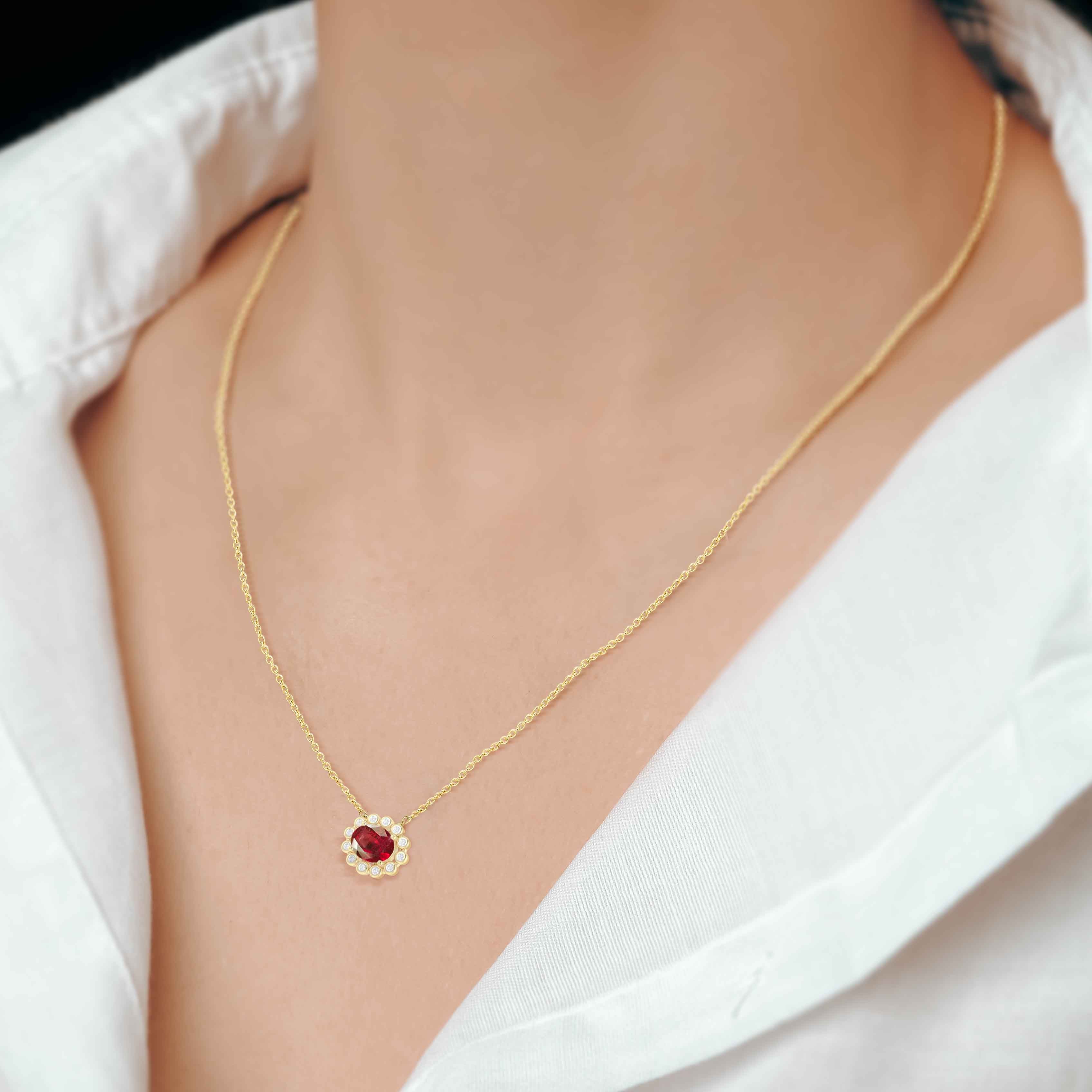 Bezel Set Zircons Ruby Pendant1