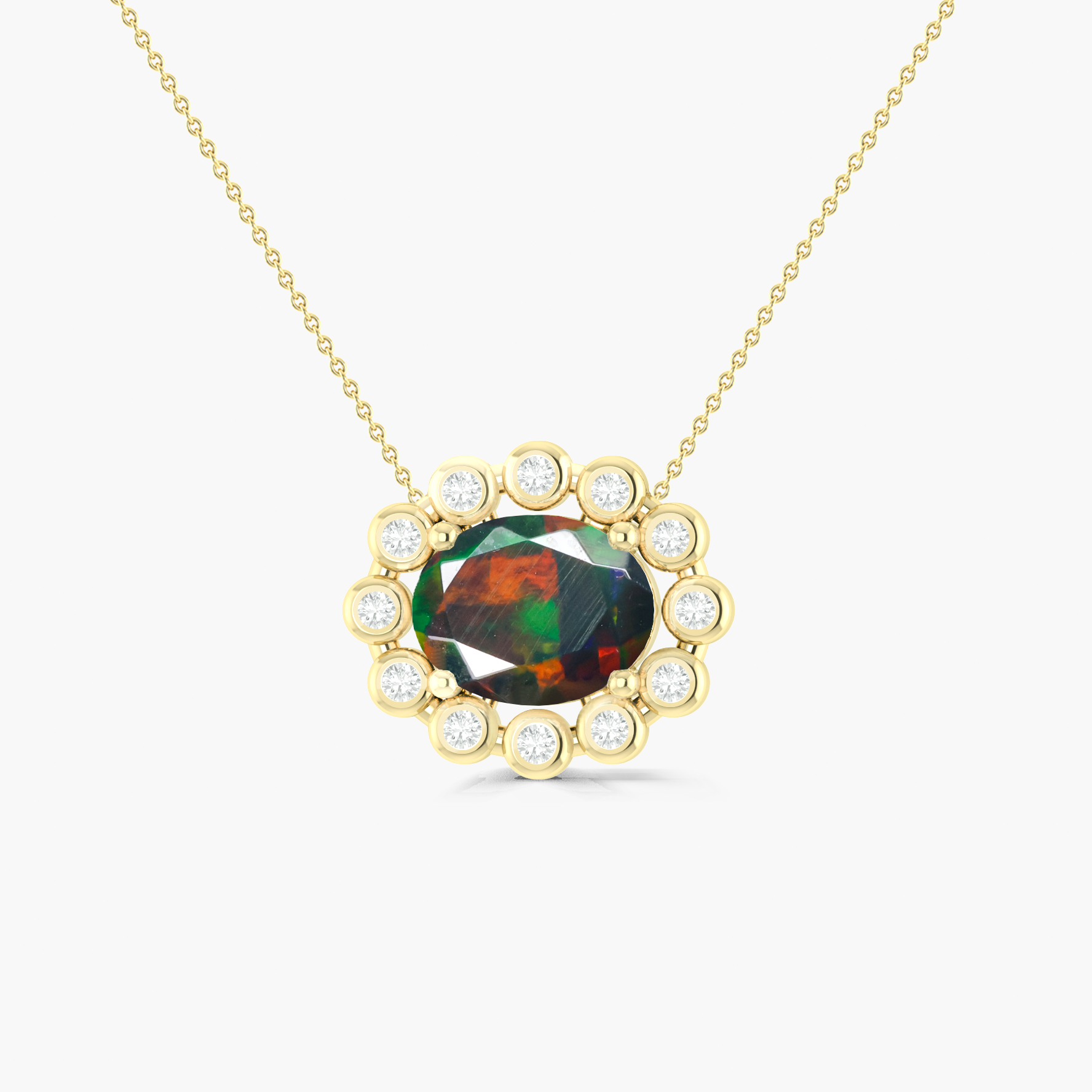 Bezel Zircon Black Opal Pendant