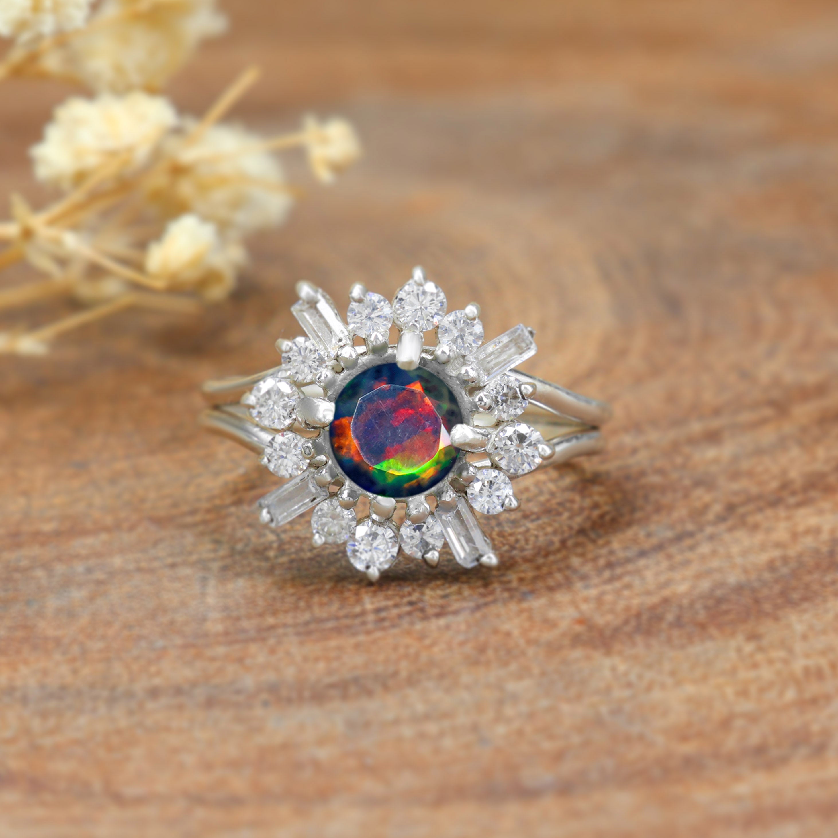 Black Multistone Opal Ring 1