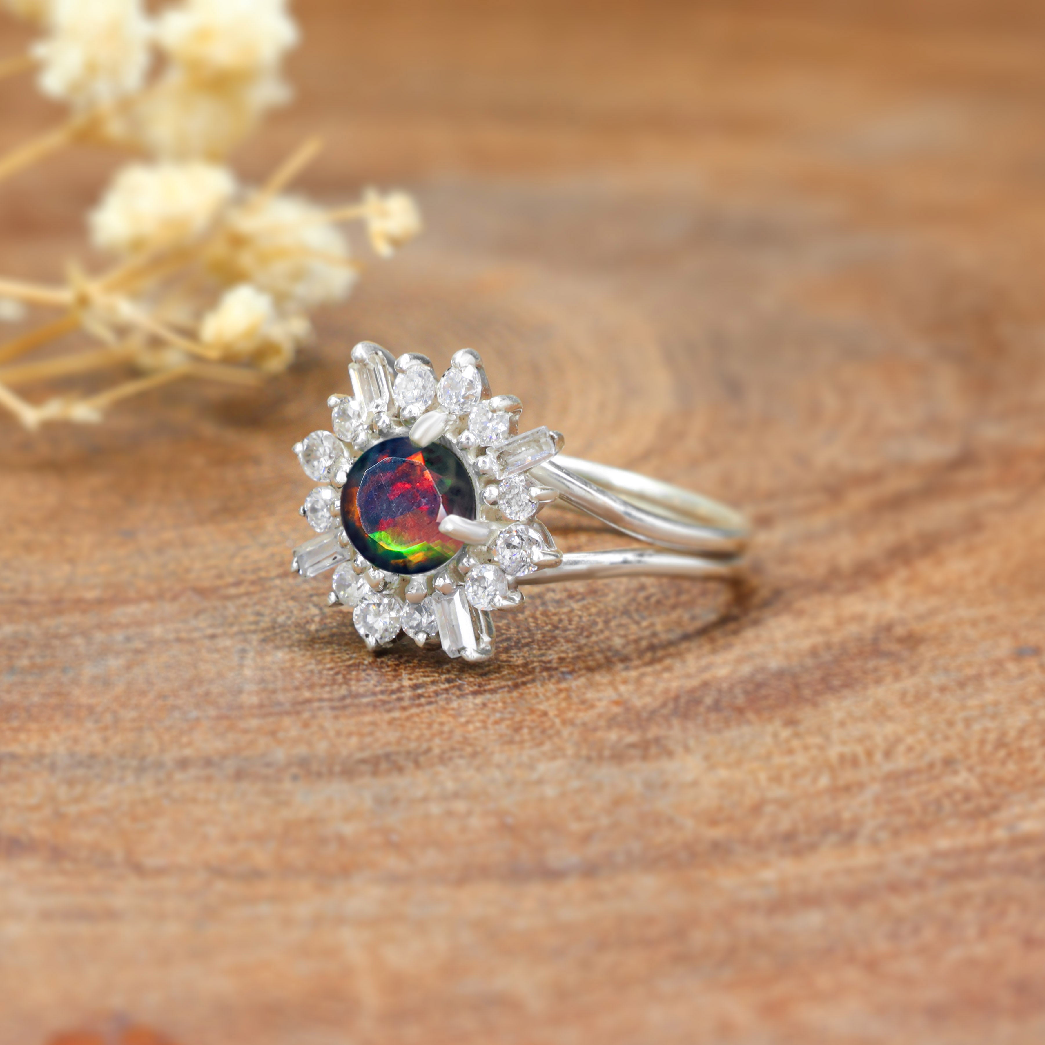 Black Multistone Opal Ring 2