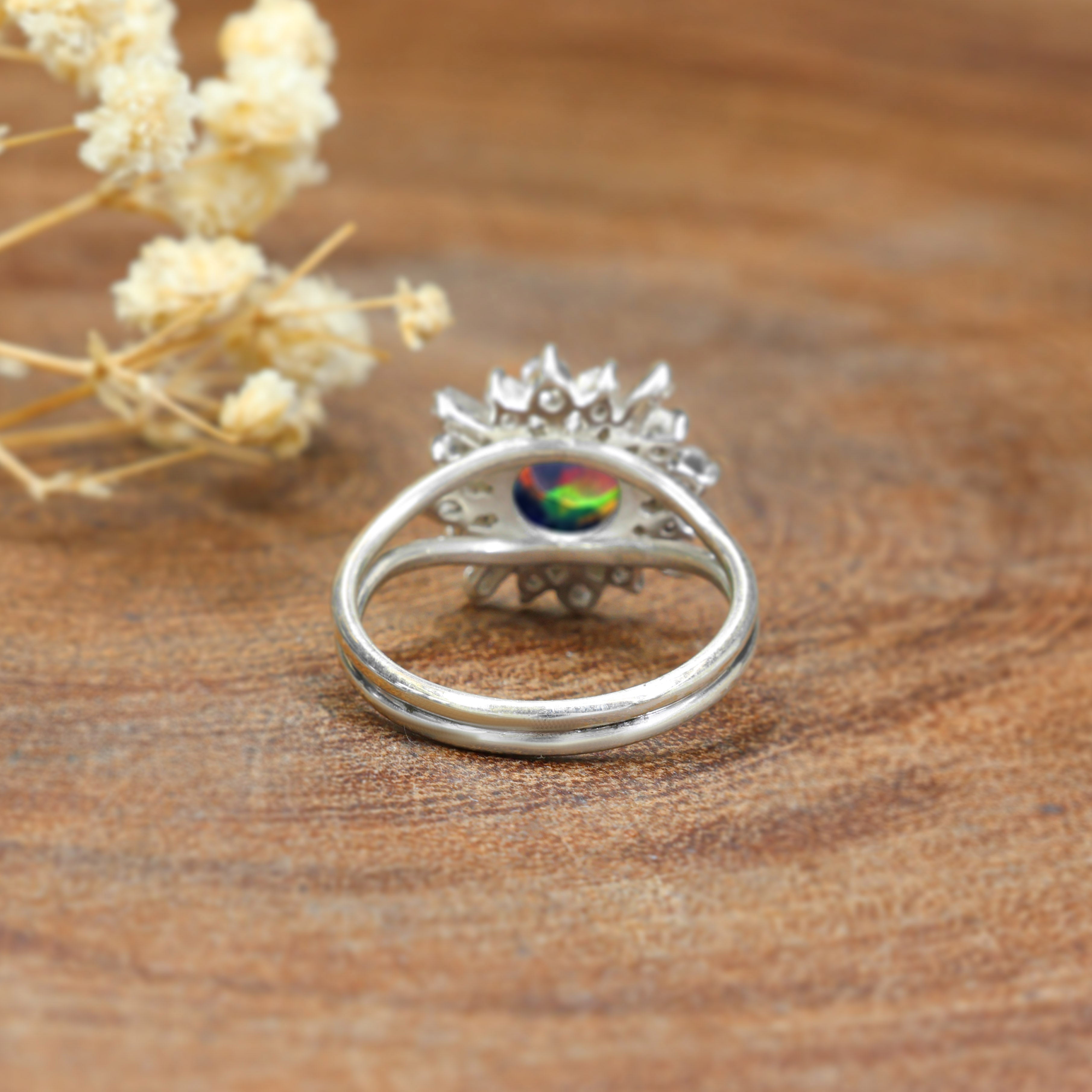 Black Multistone Opal Ring 3