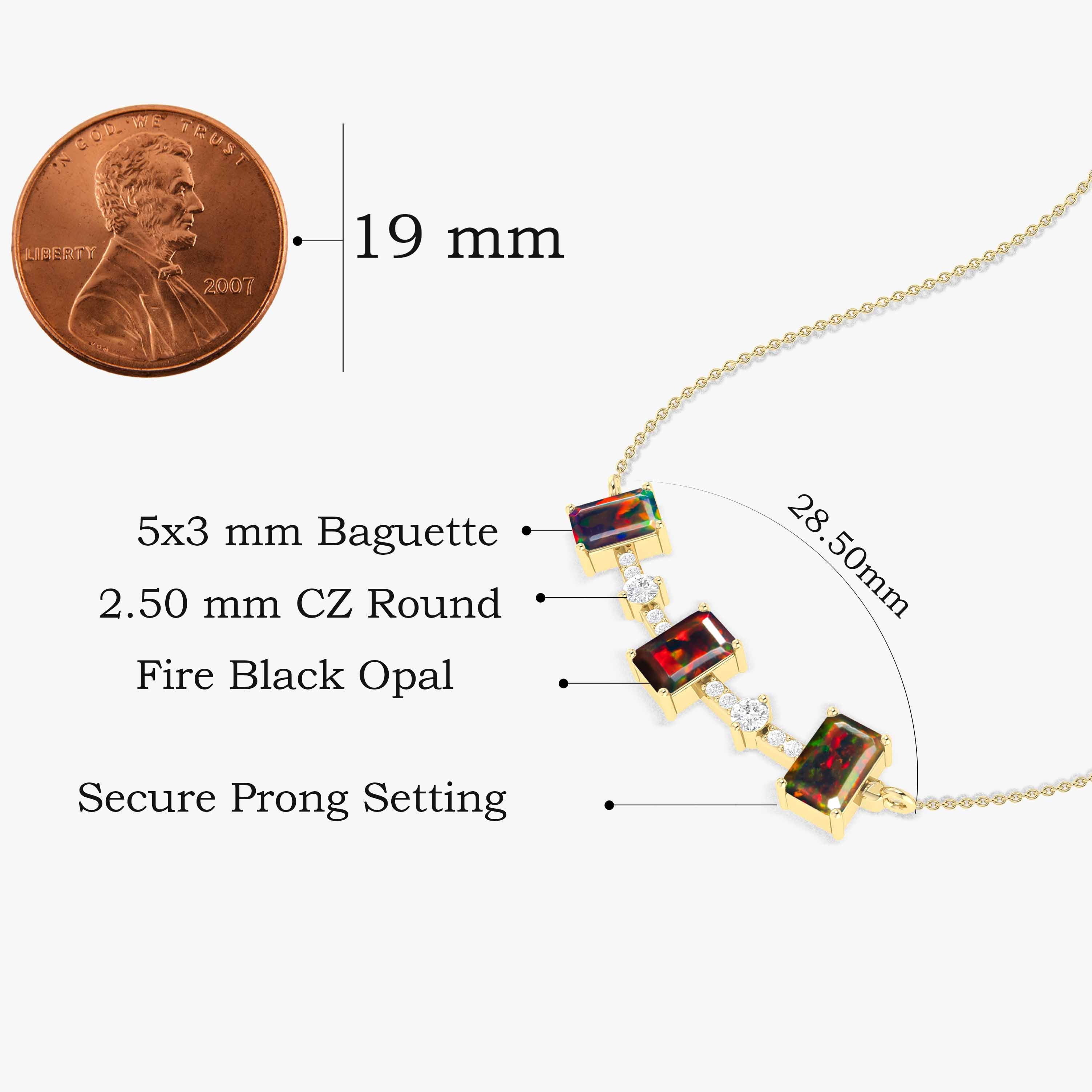 Black Opal Baguette Gemstone Bar Pendant