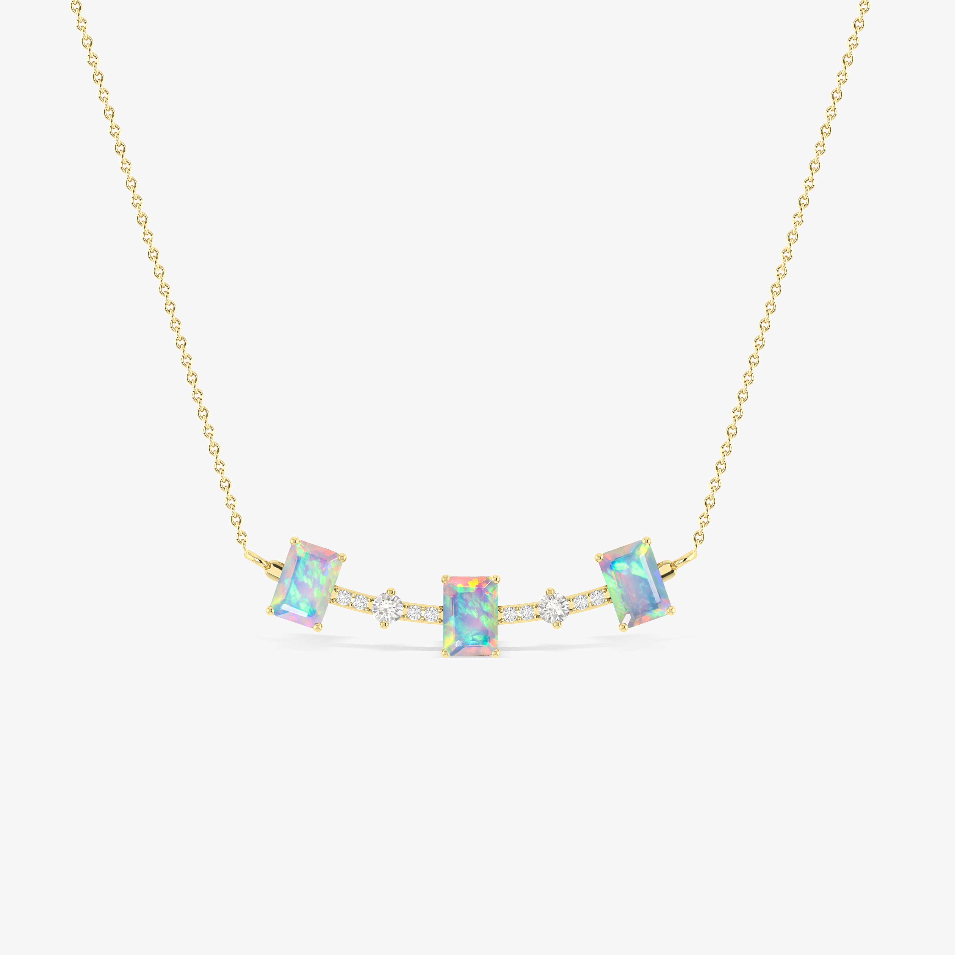 Multi Fire Opal Pendant Necklace