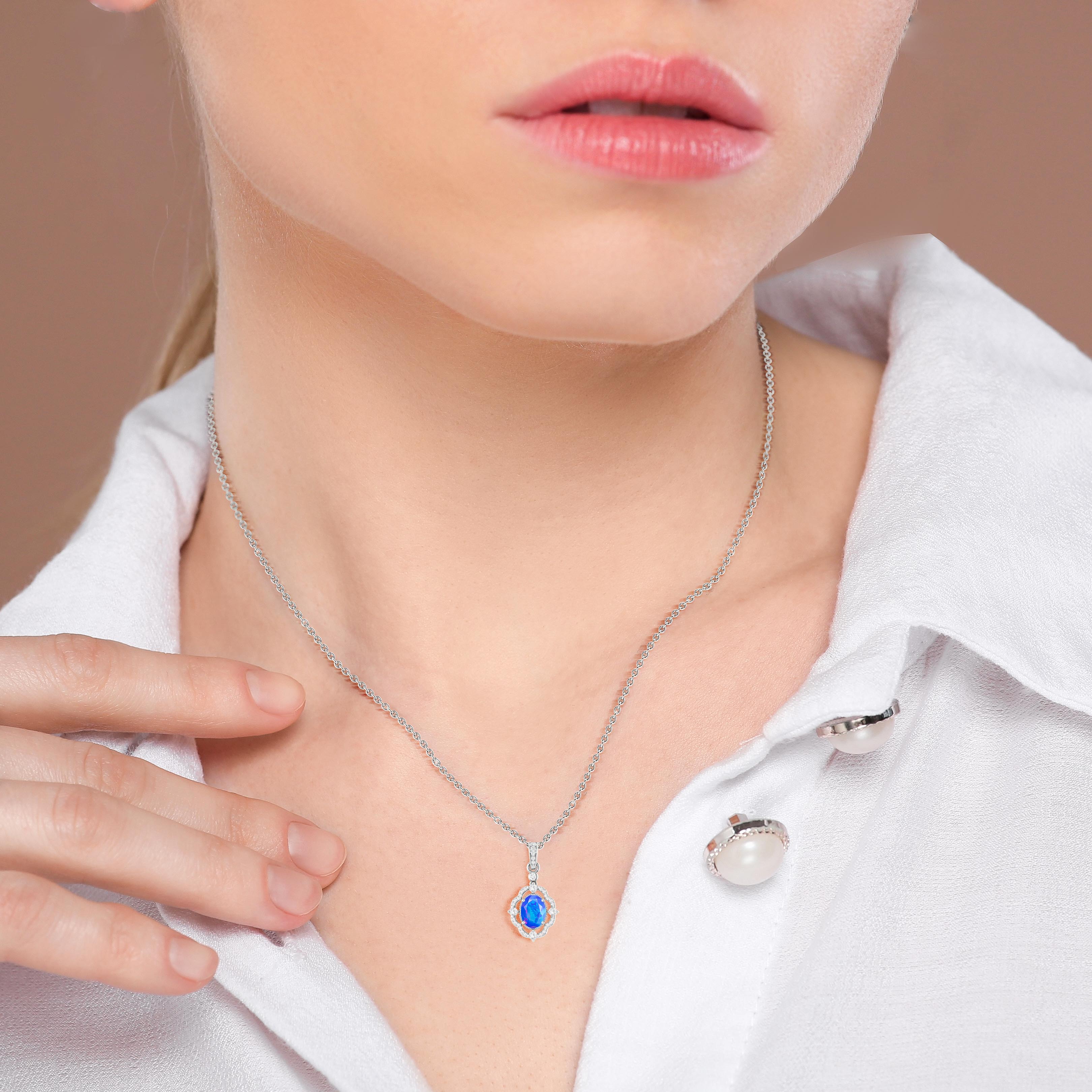 Blue Opal Gemstone Charm Pendant