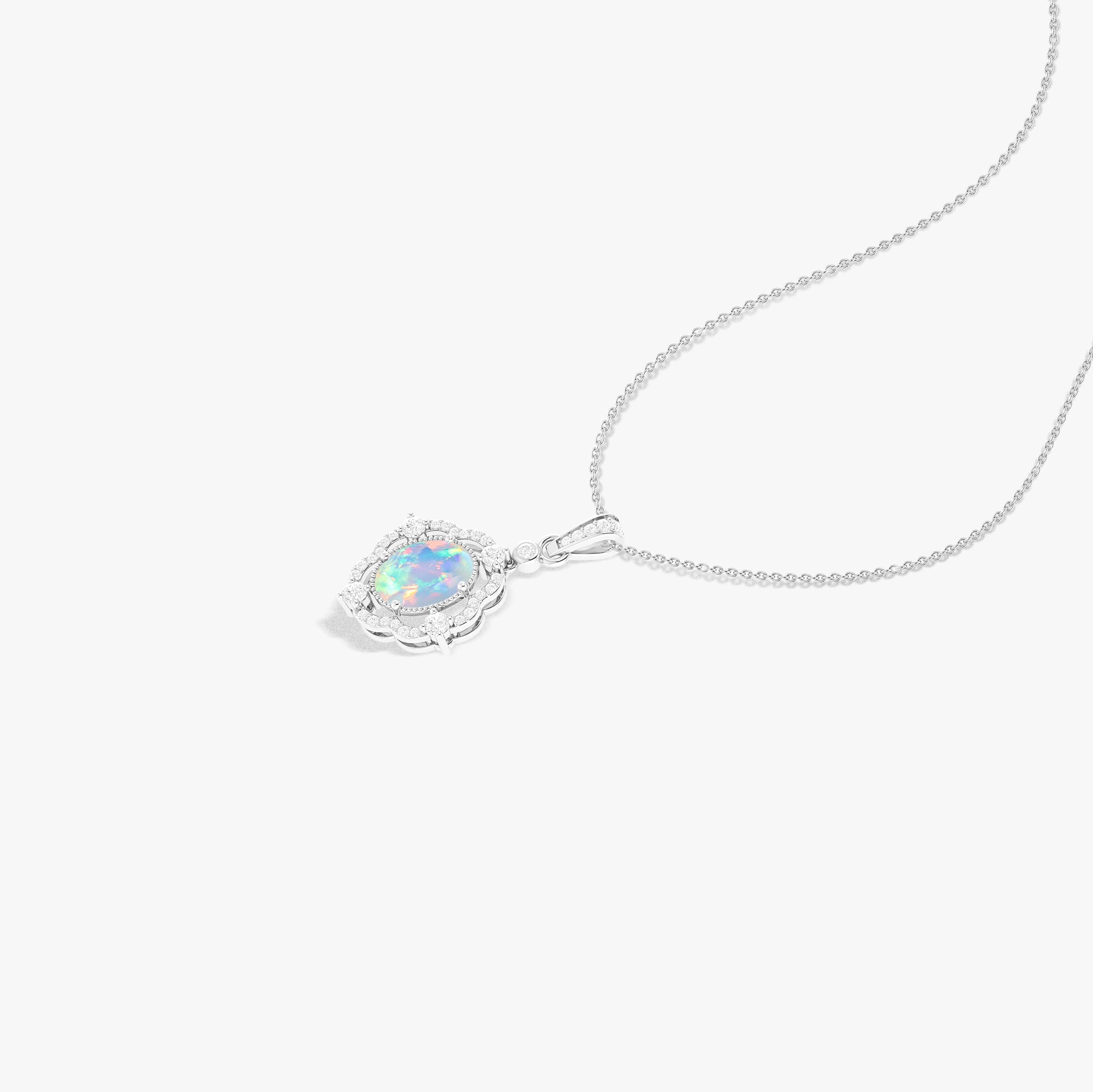 White Opal Gemstone Charm Pendant