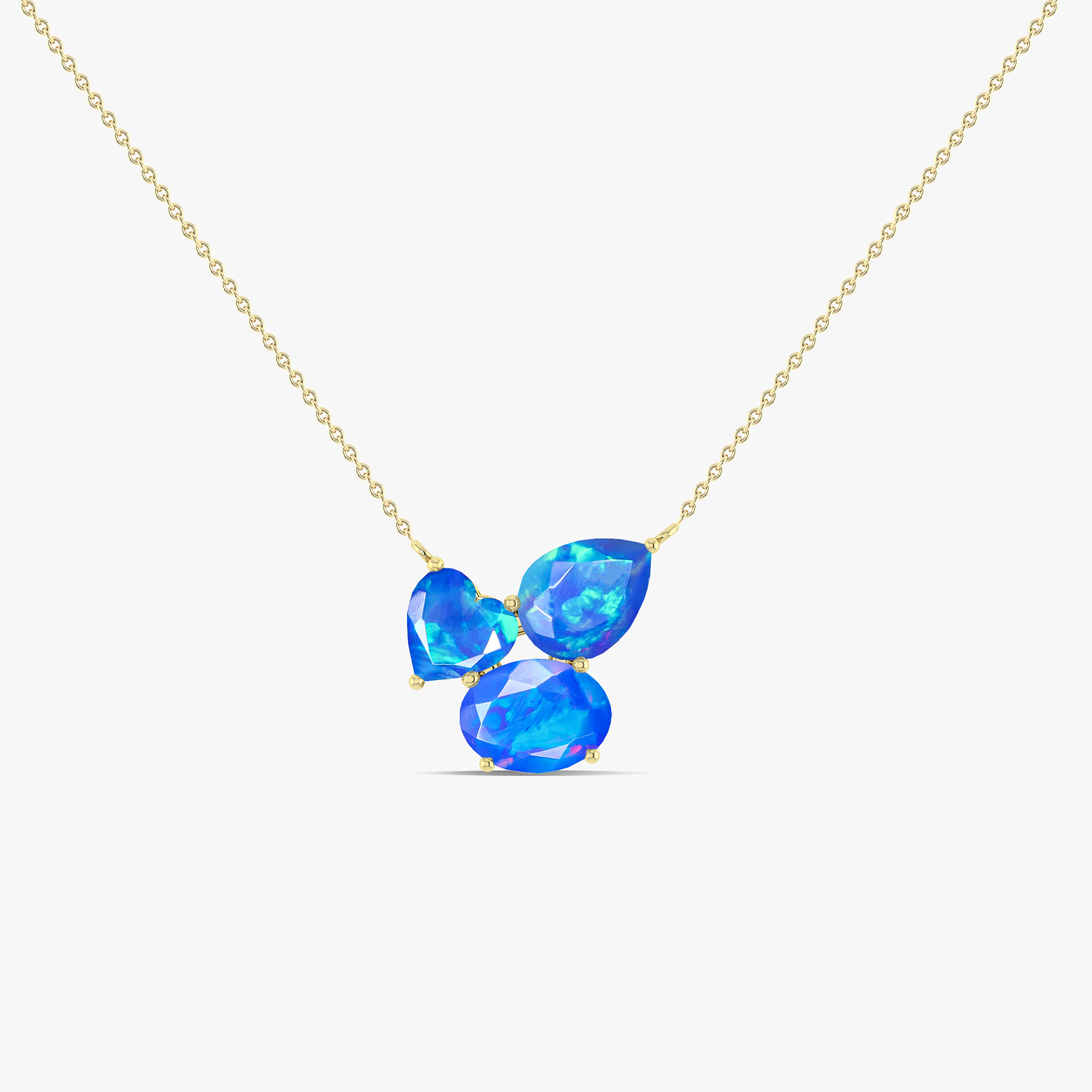 Blue Opal Three Stone Pendant Jewelry