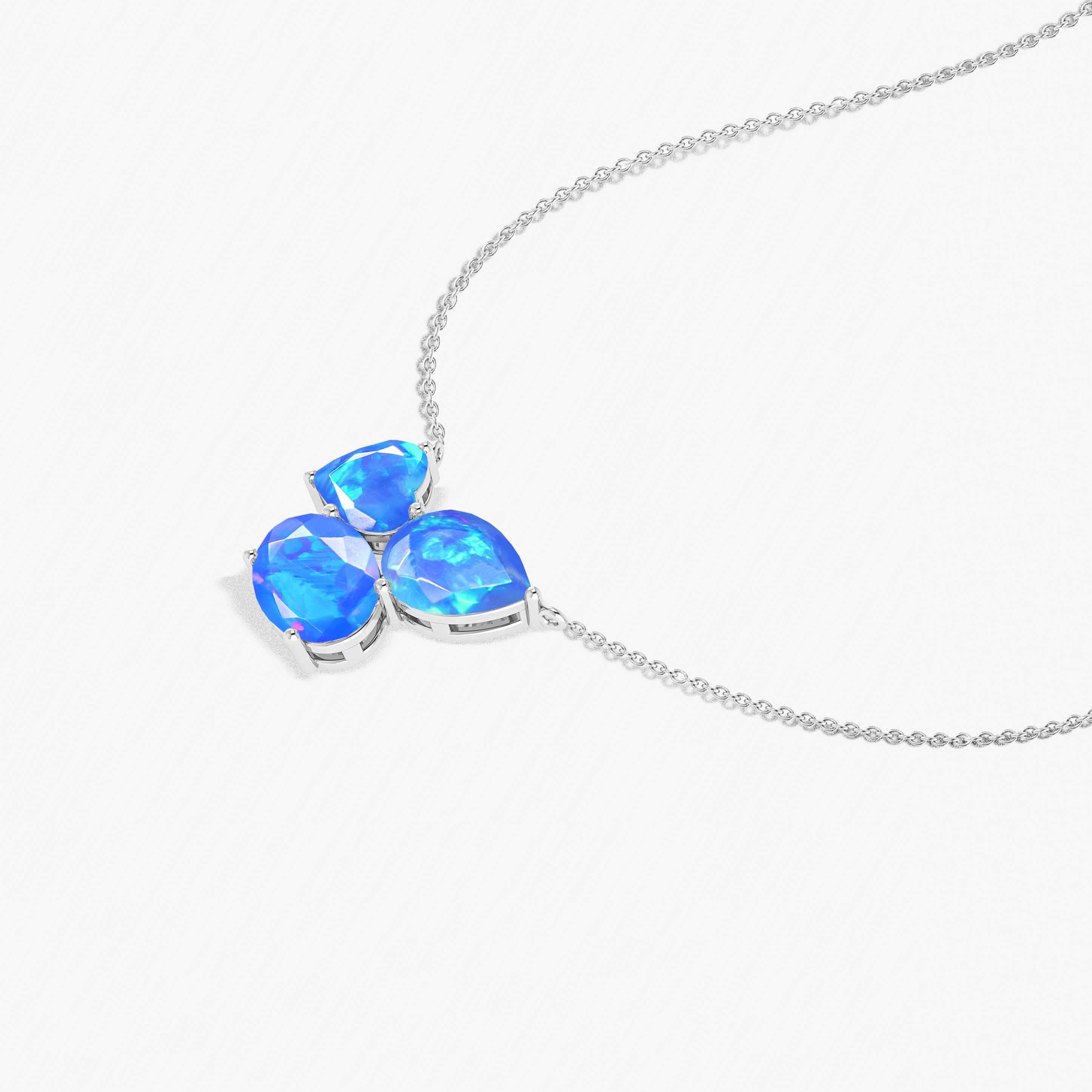 Blue Opal Three Stone Pendant Jewelry