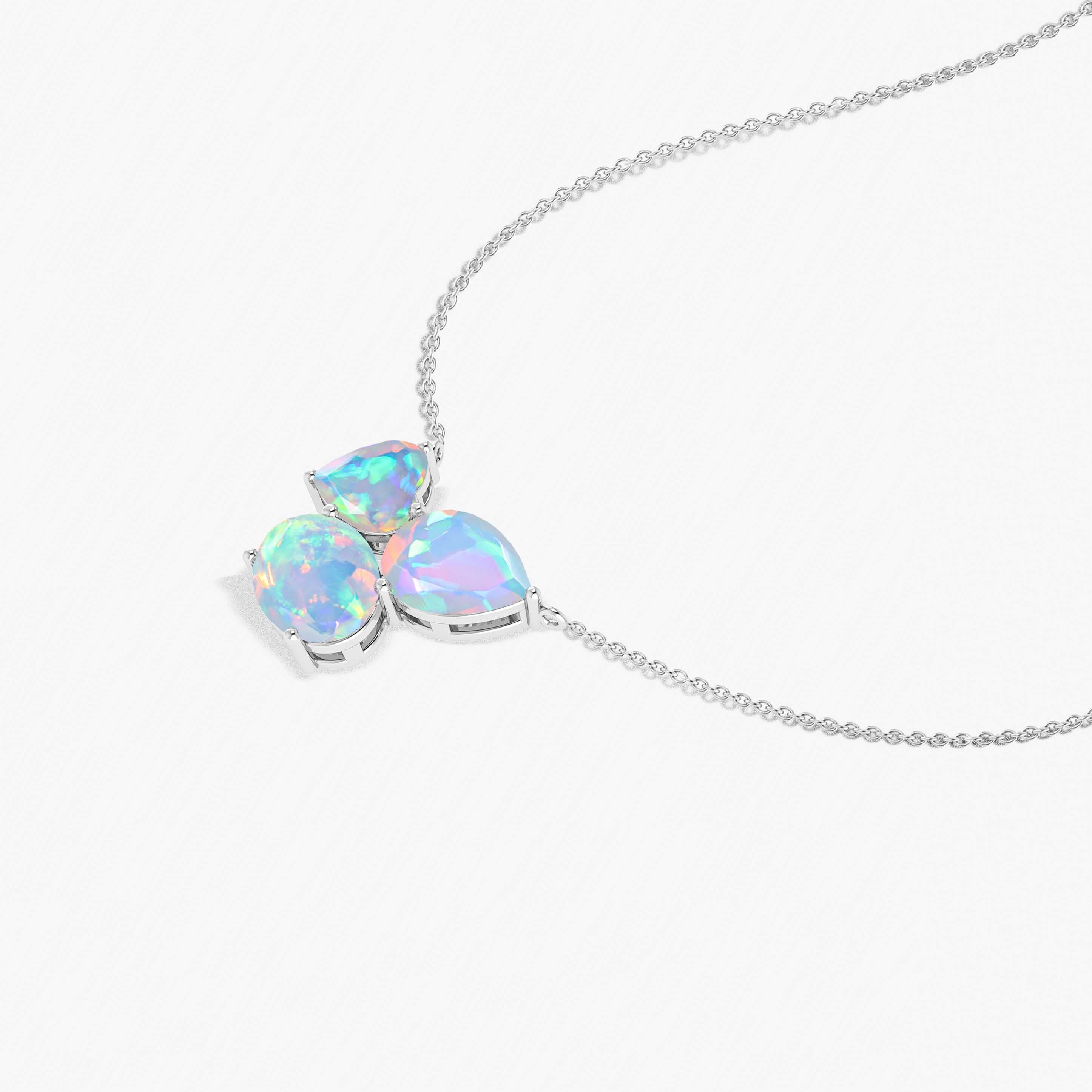 White Opal Three Stone Pendant Jewelry