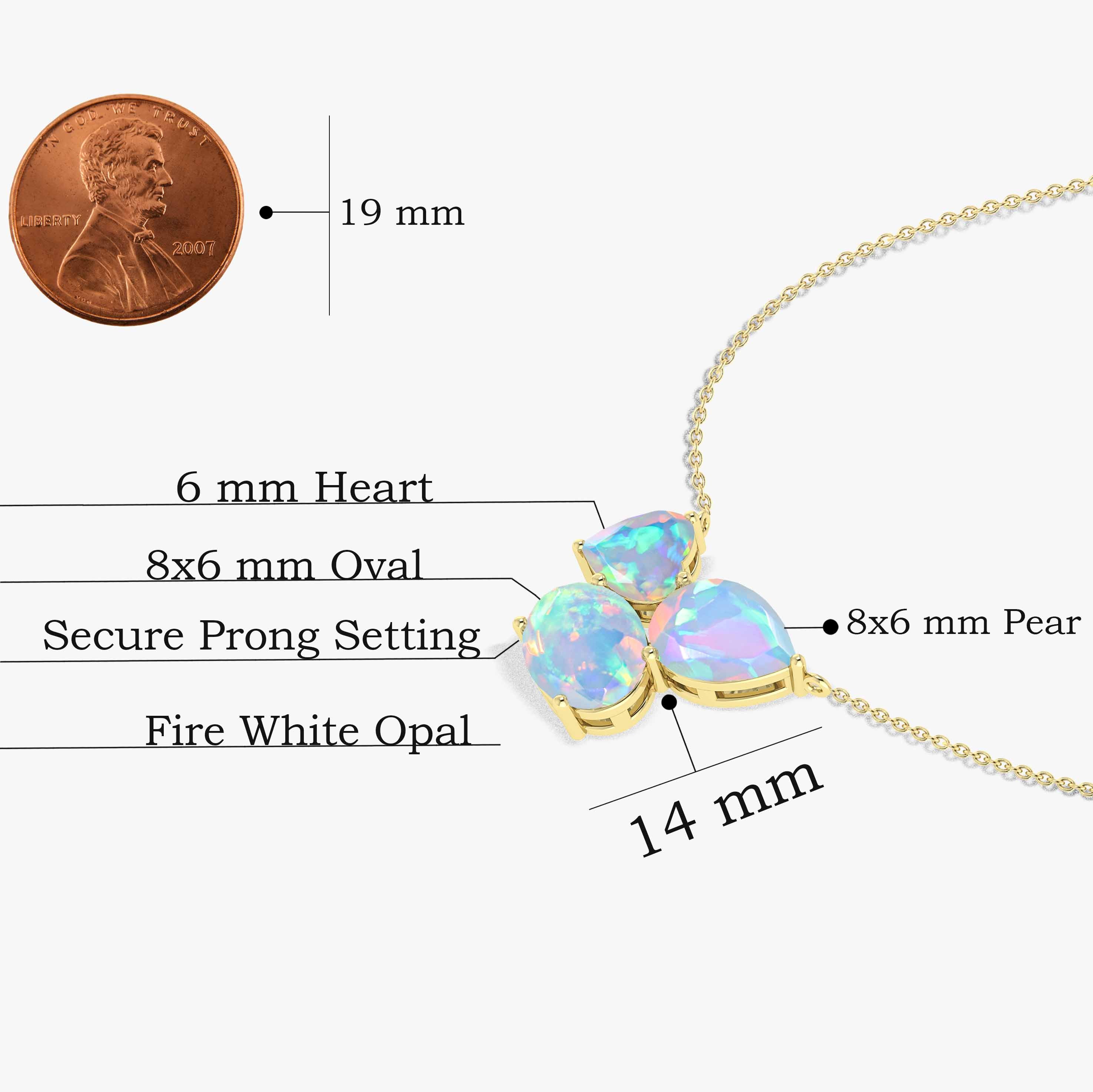 White Opal Three Stone Pendant Jewelry