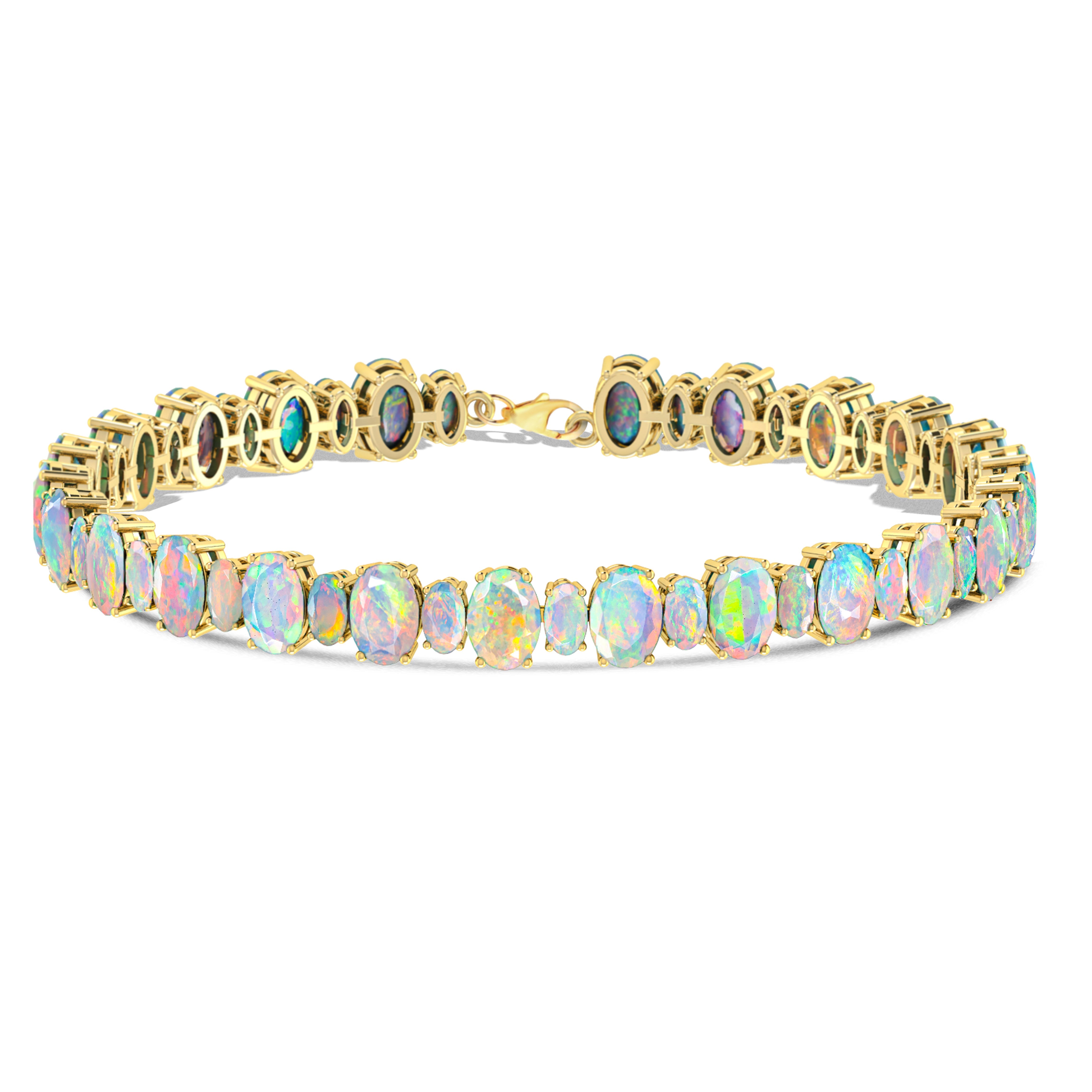 Ethiopian Opal bracelet Natural Opal Tennis chain Bracelet shops 925/18k