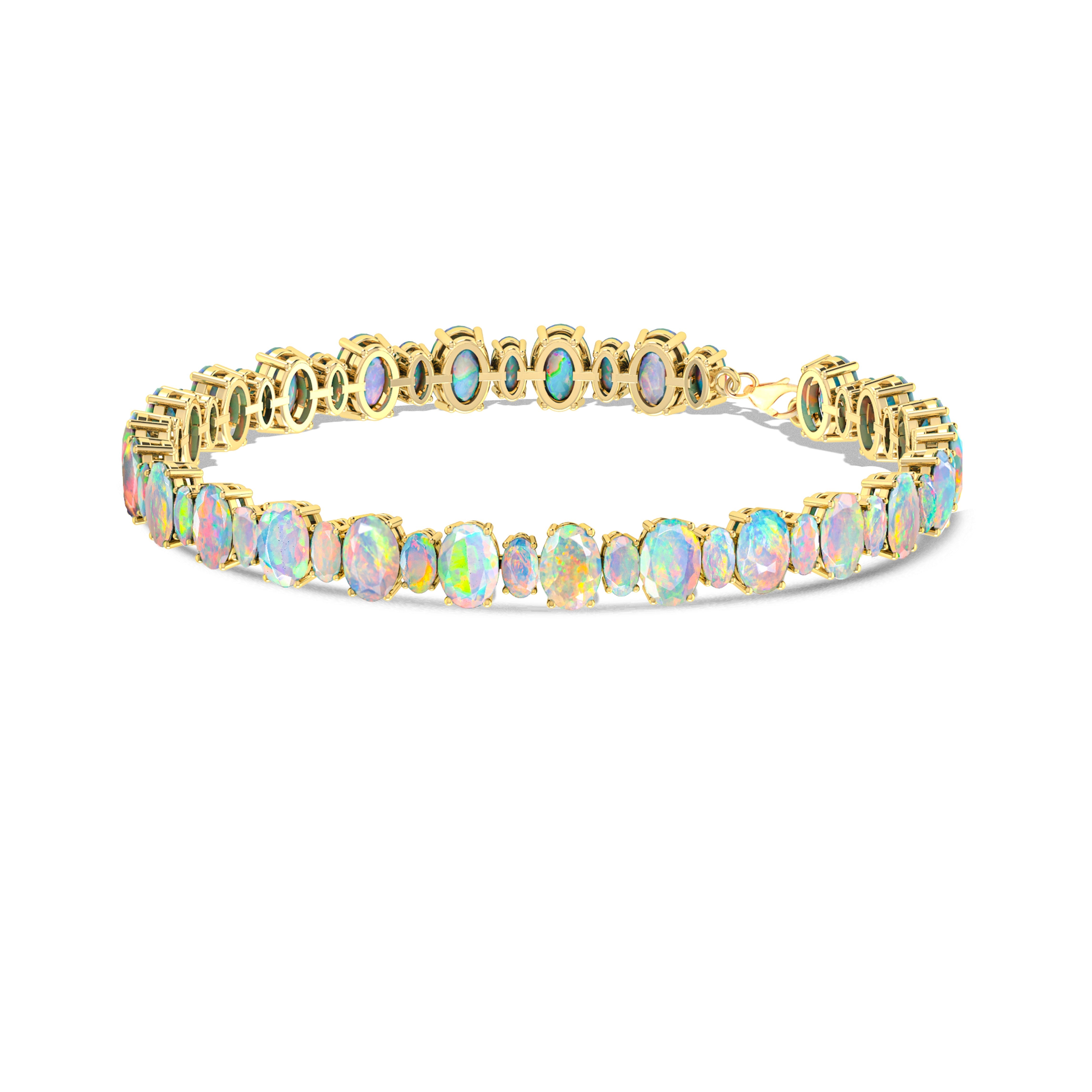 Blue Fire Opal Oval Shape Gemstone Bracelet