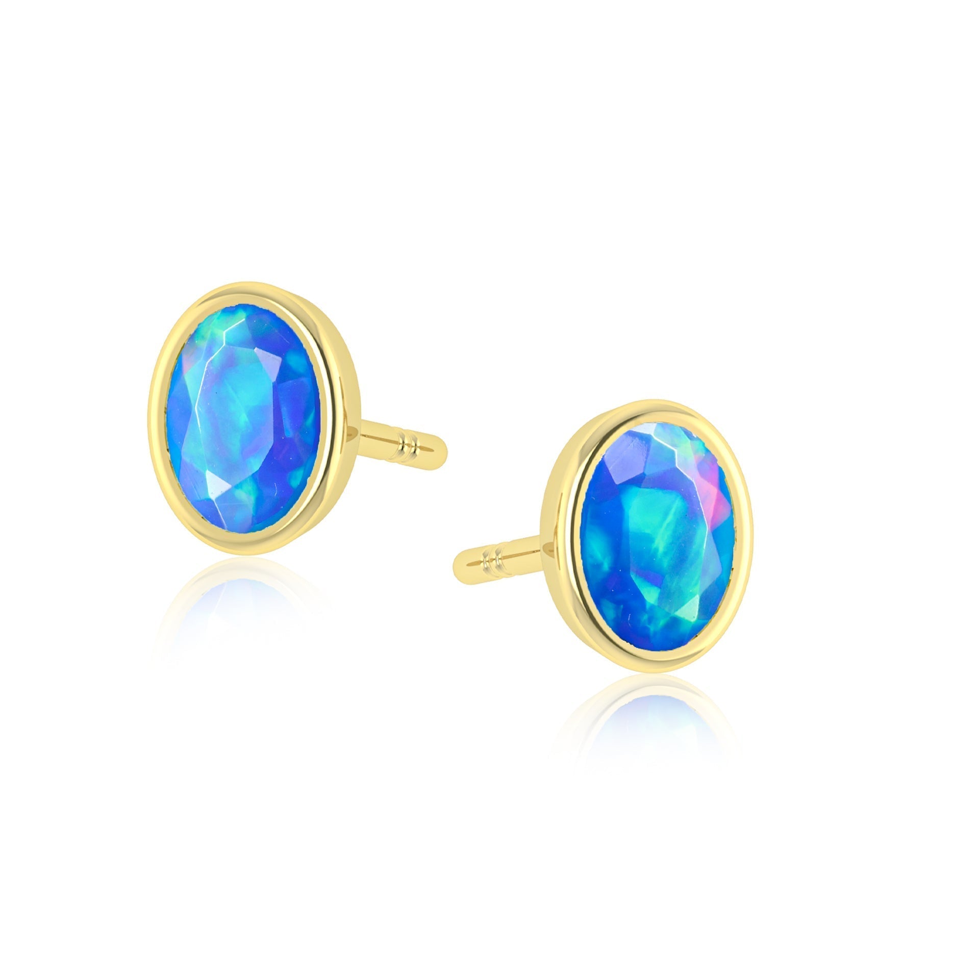 Blue Opal Stud Earring