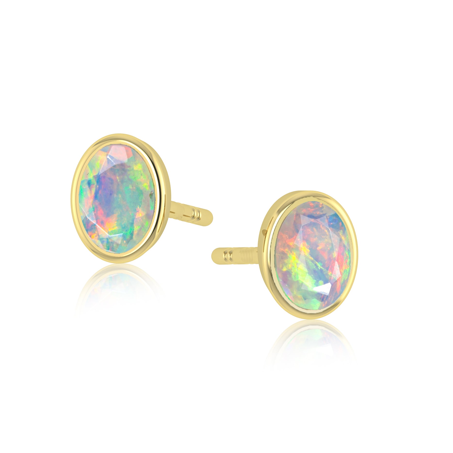 Opal Gold Stud Earring