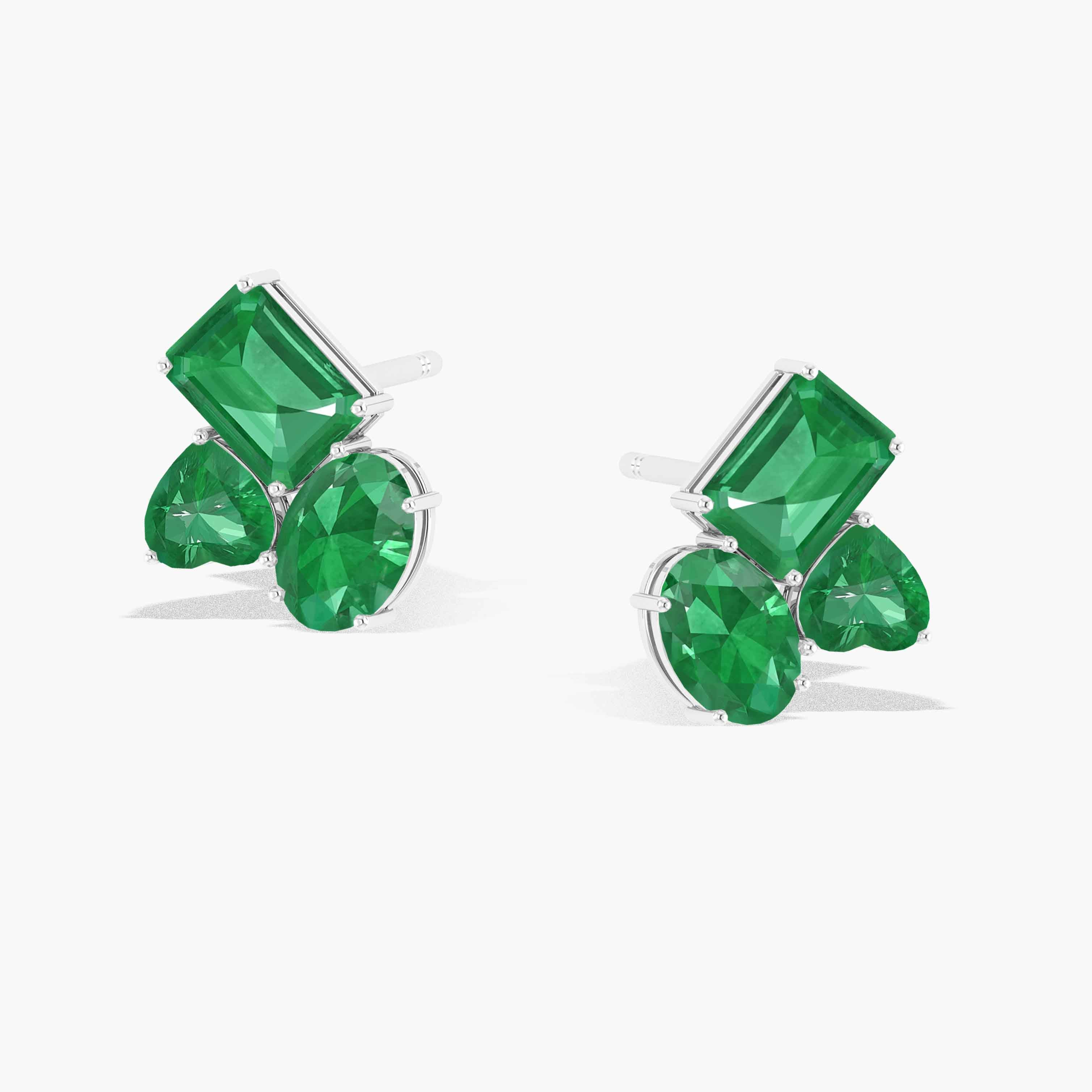 Emerald Multi Shape Stone Stud Earring