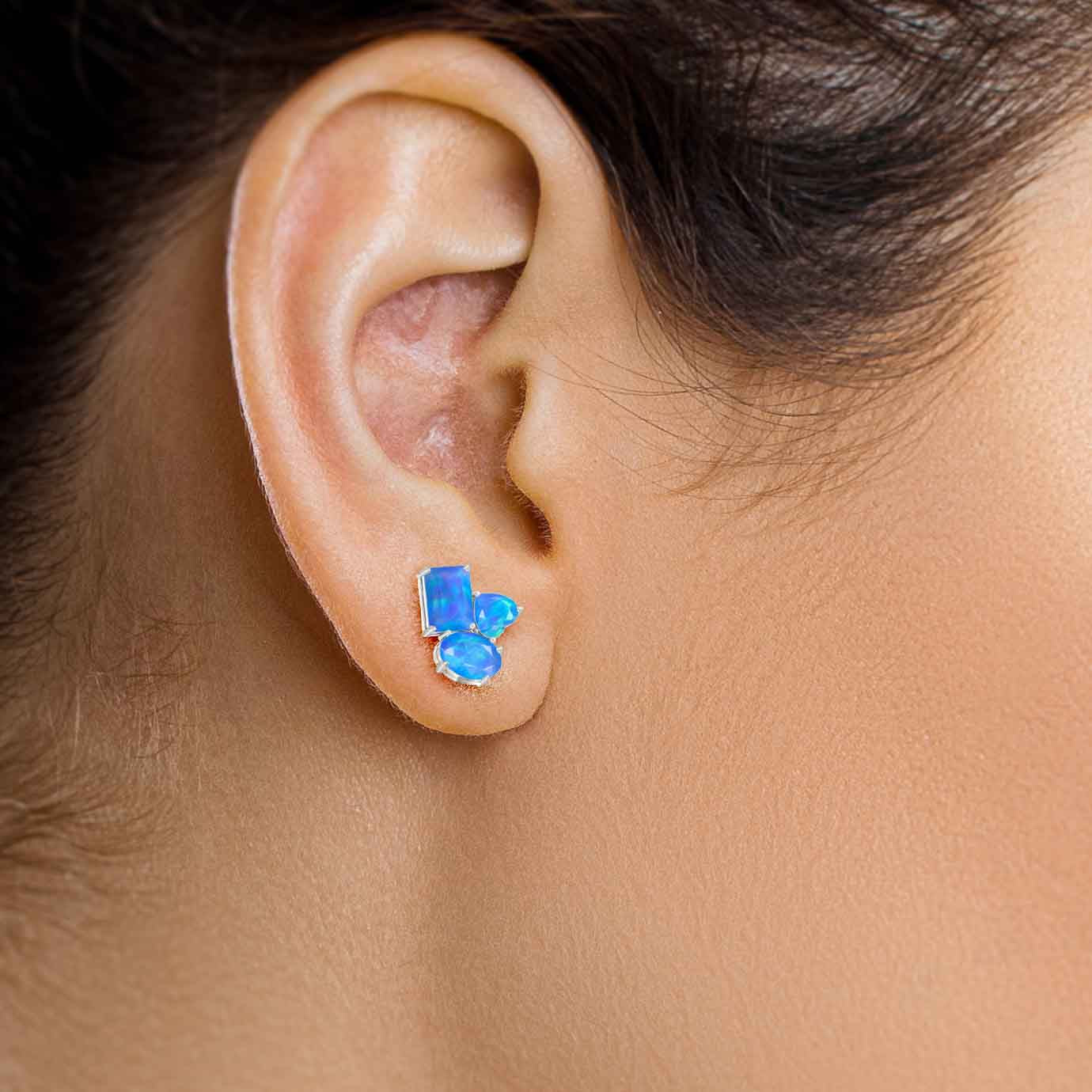 Blue Opal Silver Stud