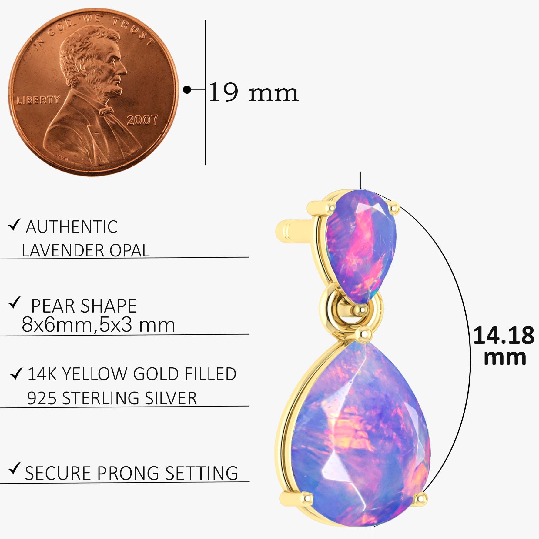 Lavender Dual Opal Pear Drop Stud Earrings