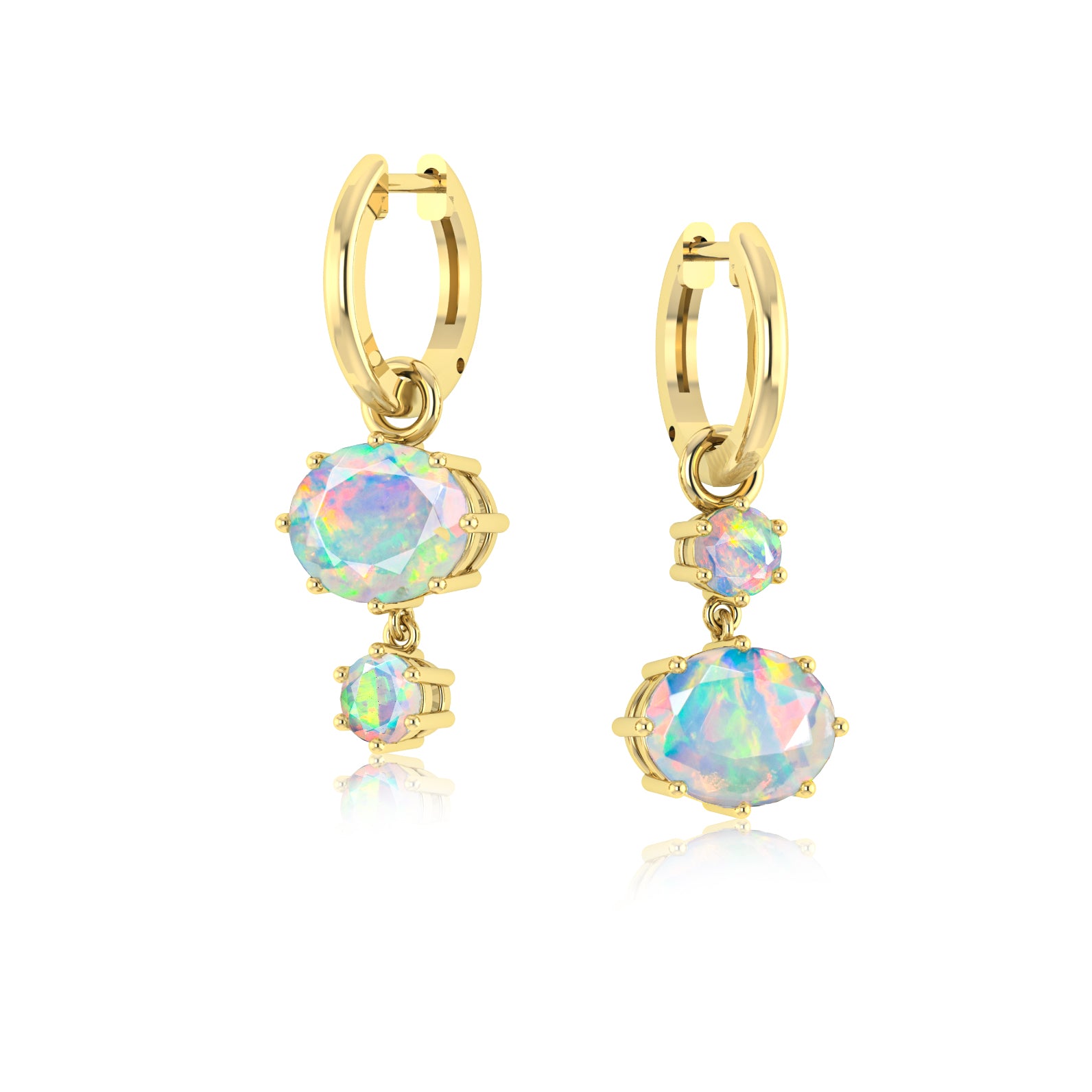 White Opal Gold Earring