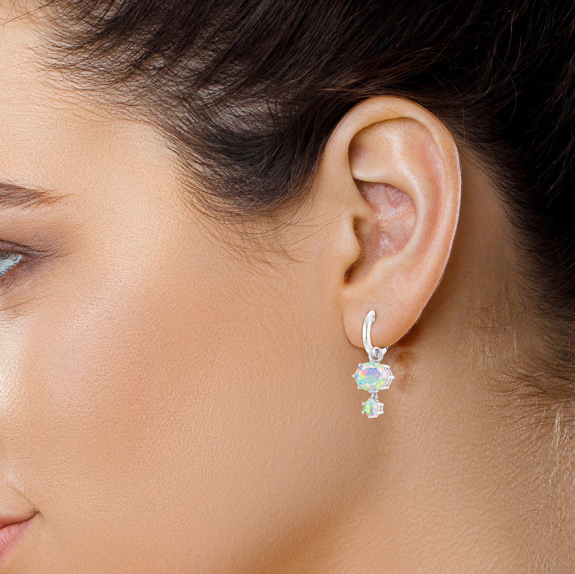 White Opal Earring