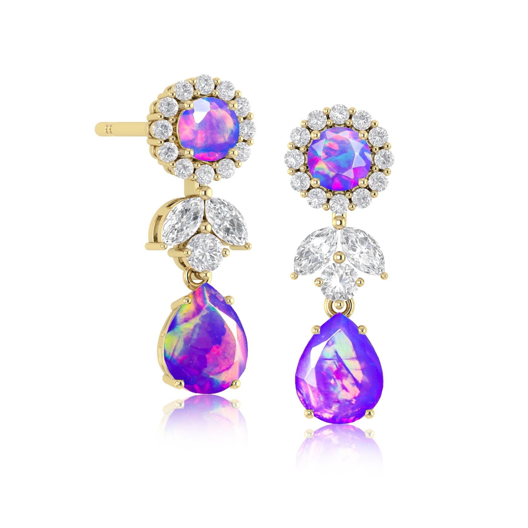 Purple opal Gemstone Stud