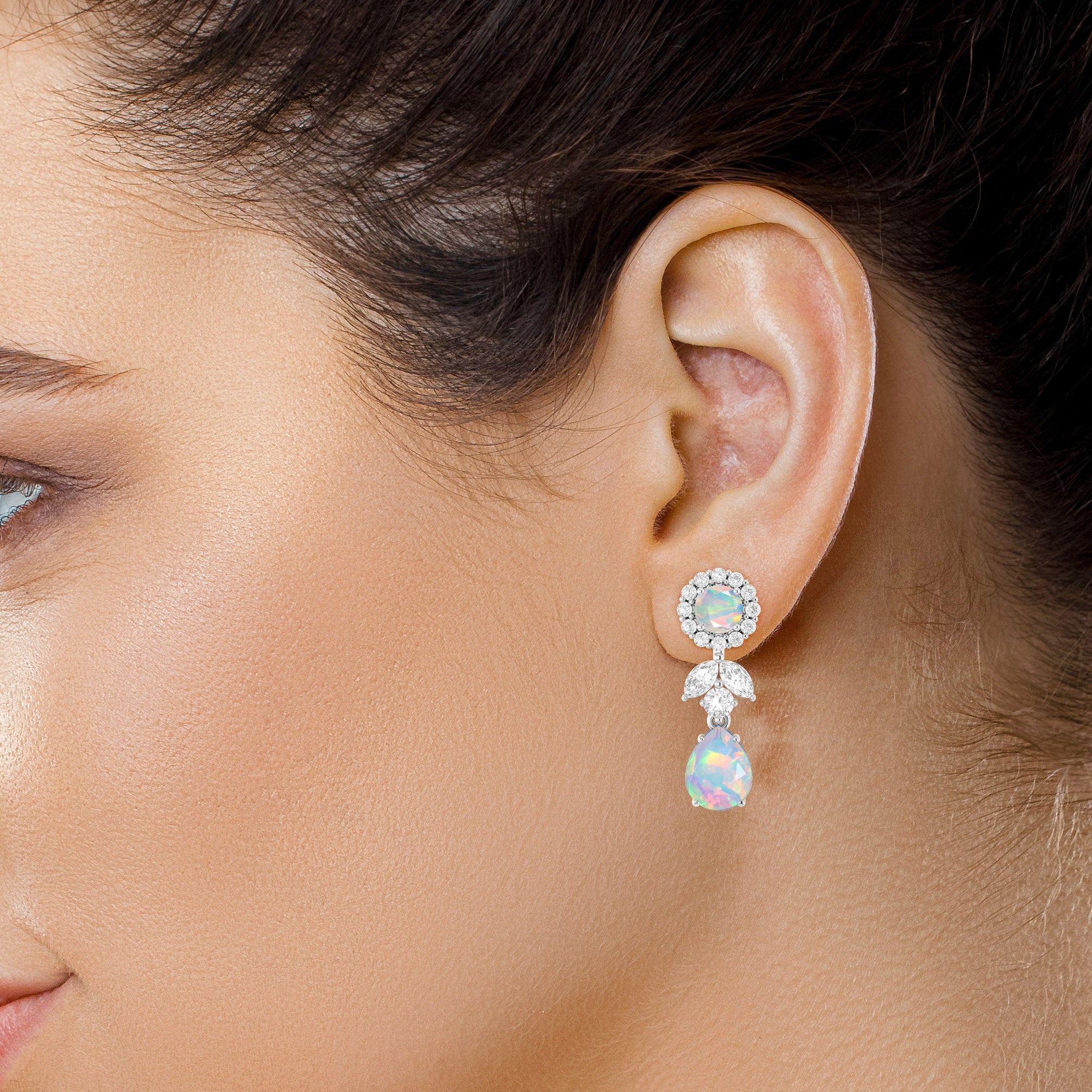 White Opal Gemstone Earring