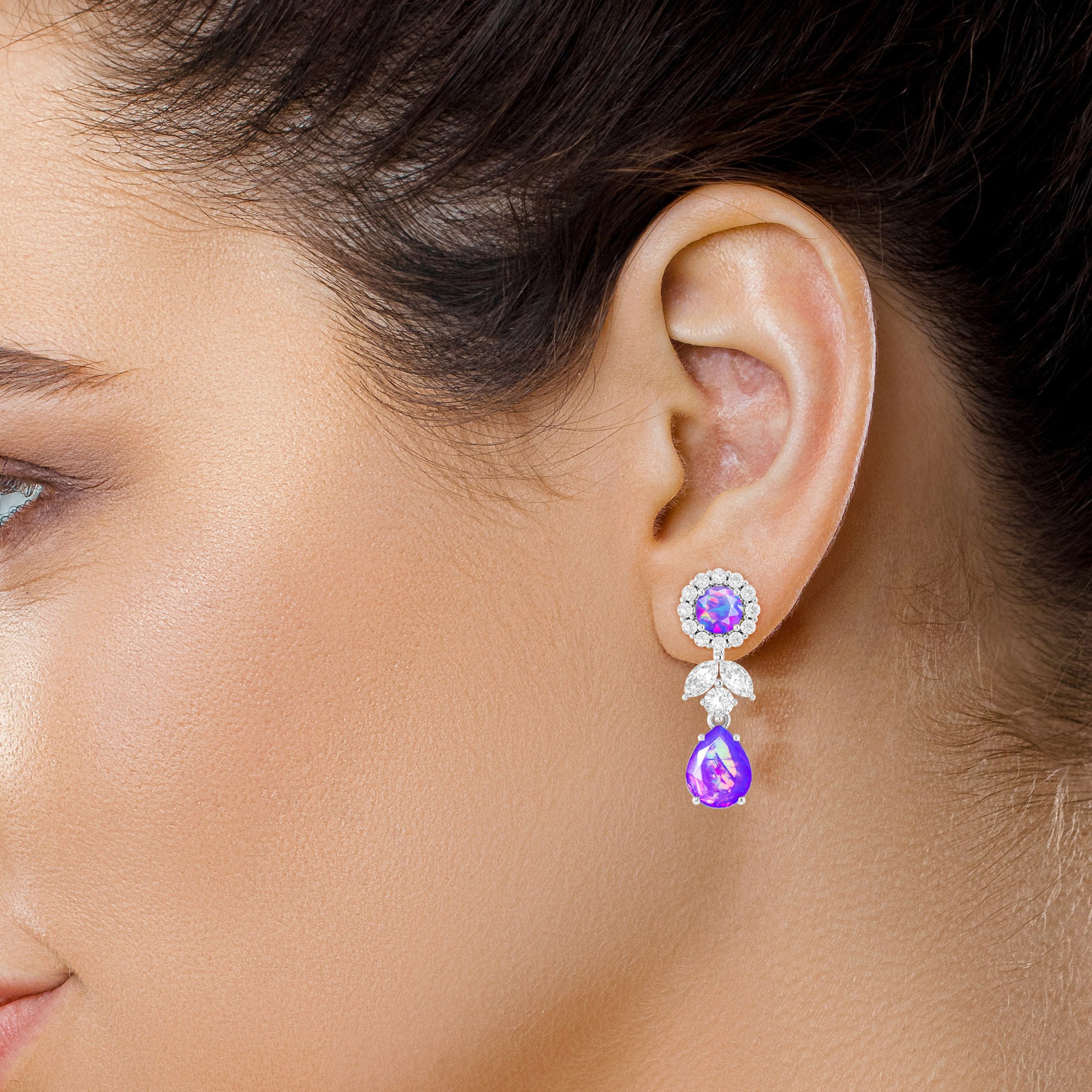 lavender Opal Stud Earring