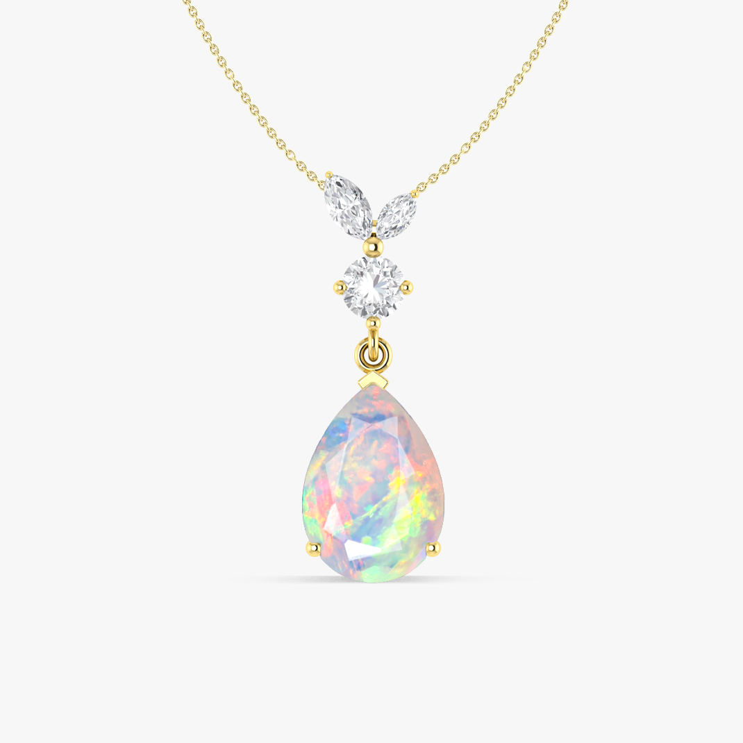 White Opal Pendant  Necklace