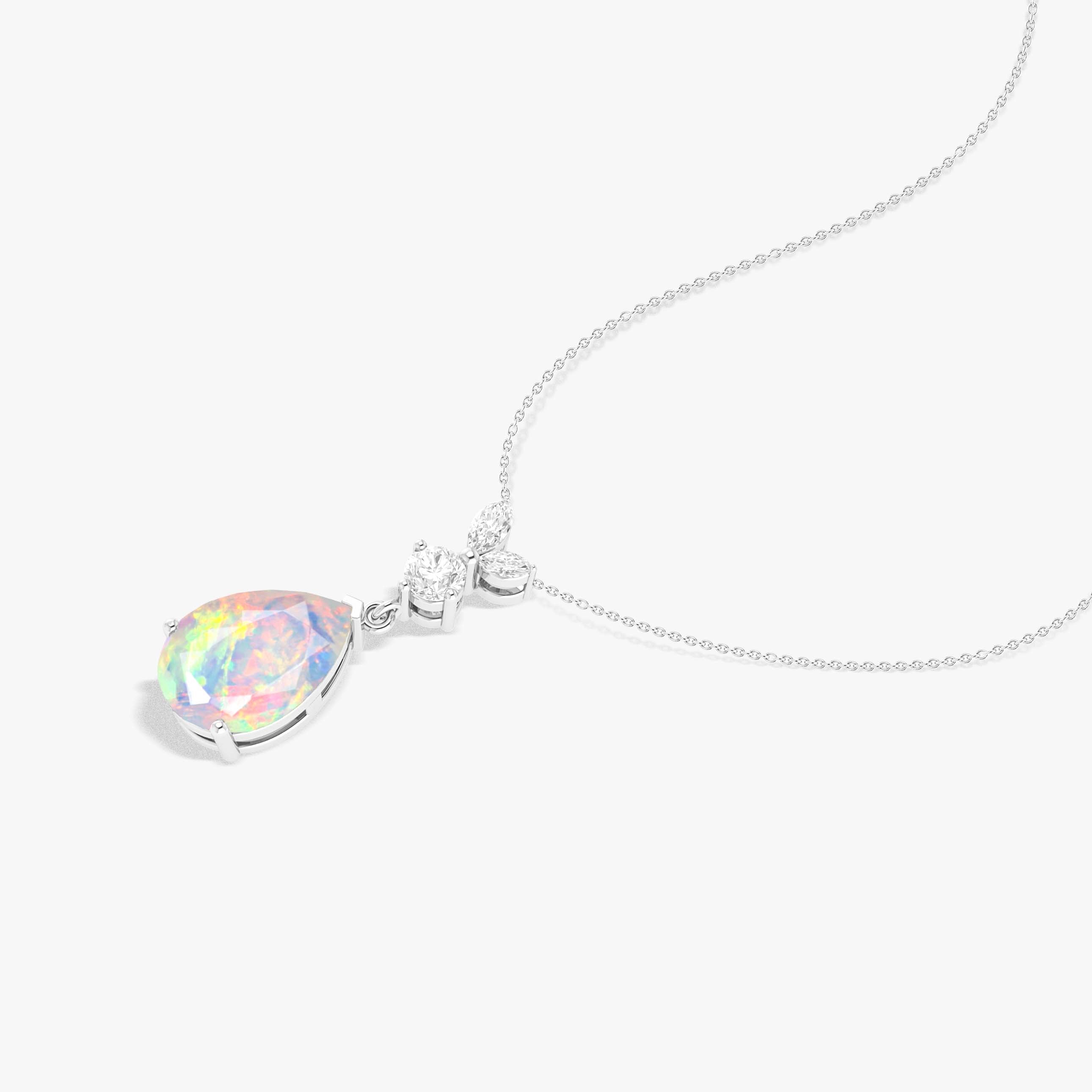 Fire Natural Opal Pear Gemstone Pendant