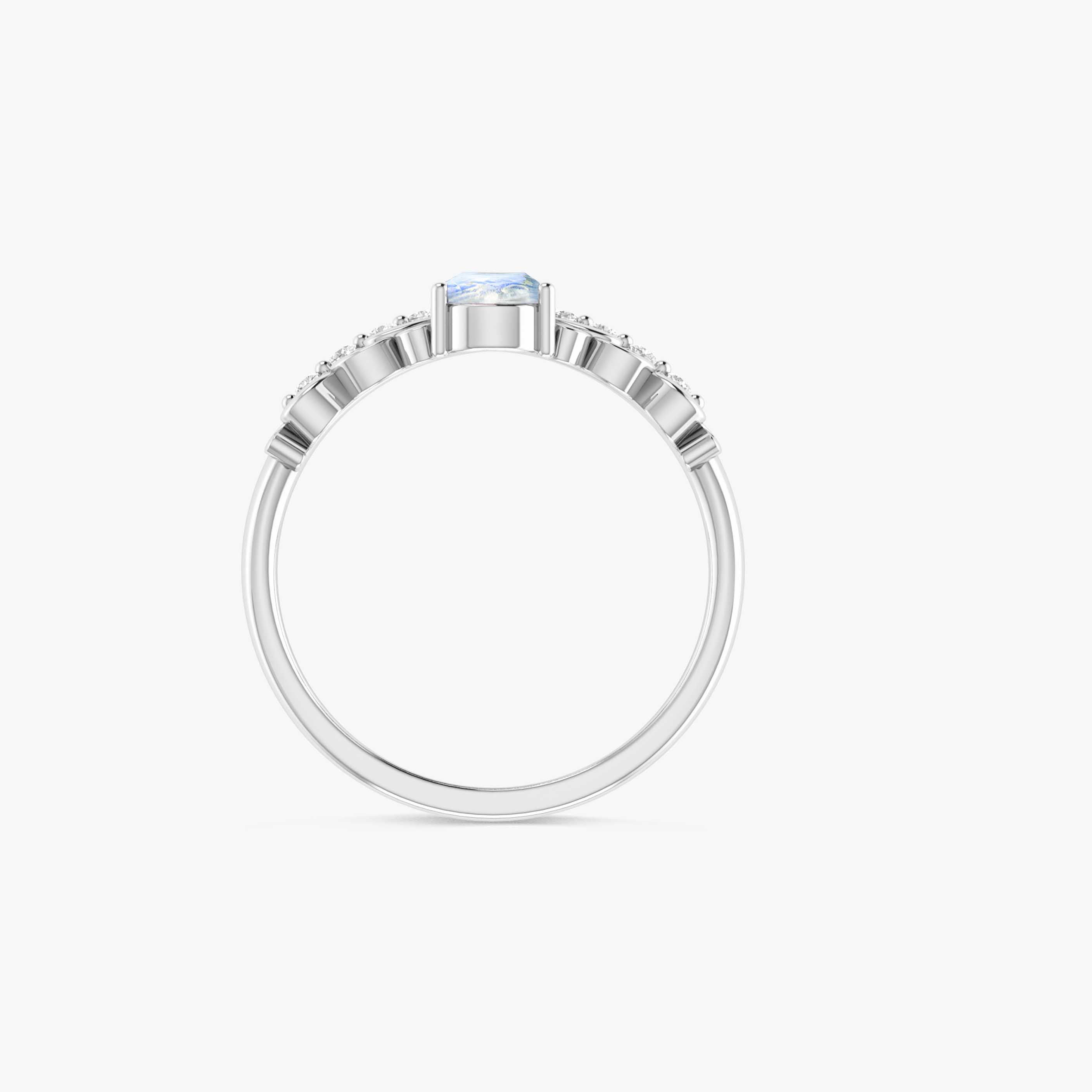 Natural Moonstone Gemstone Crown Style Ring