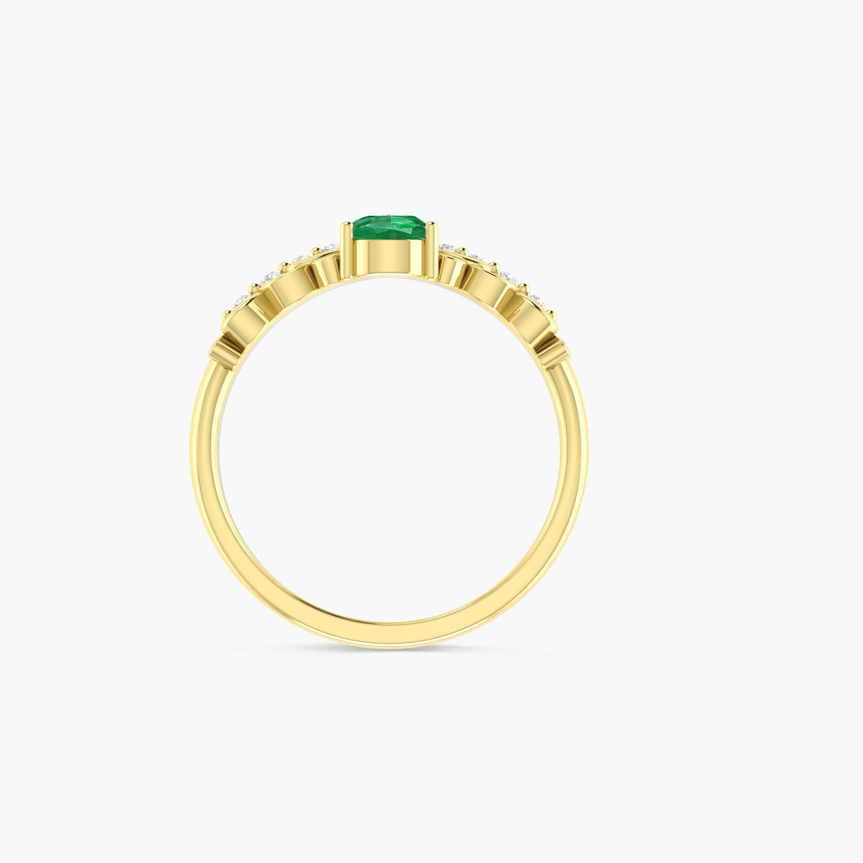 Green Emerald Gemstone Crown Style Ring