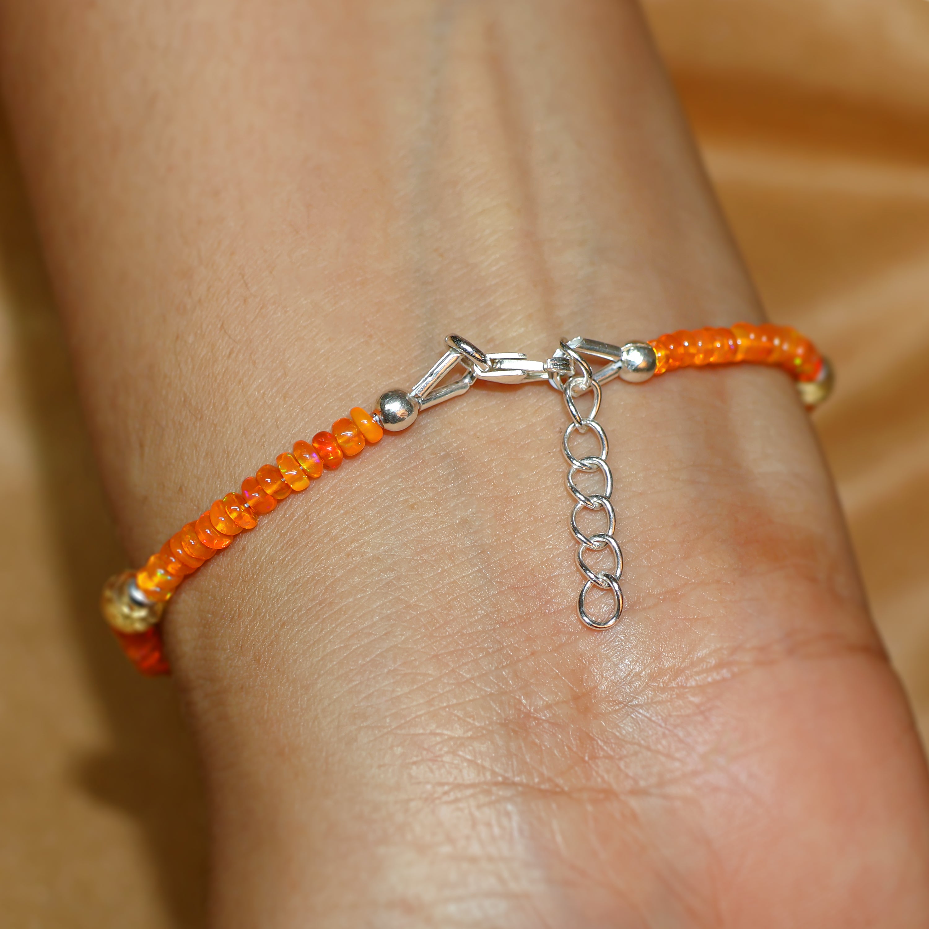 Orange fire Ethiopian opal with citrine beads bracelet for women