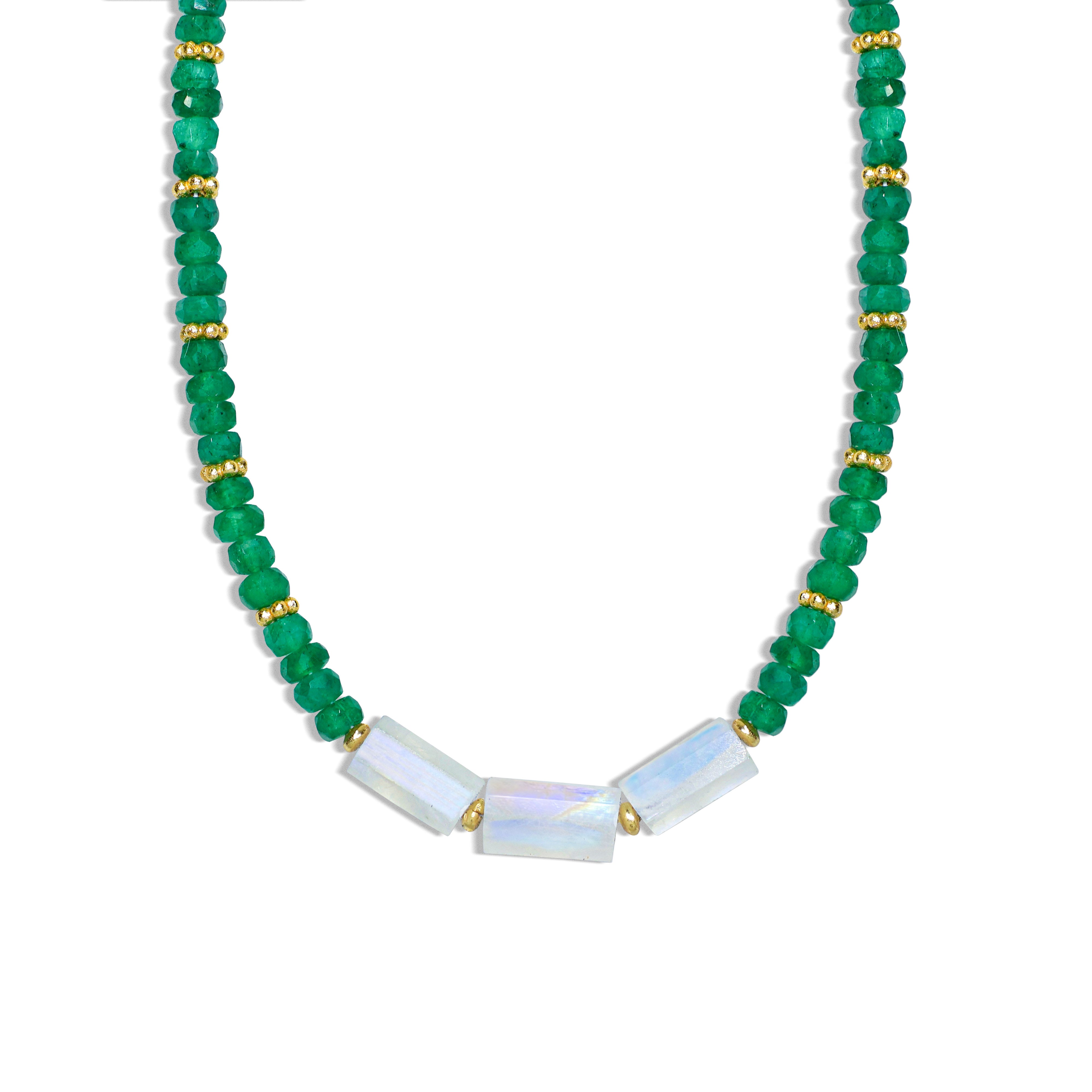 Emerald with moonstone Necklace