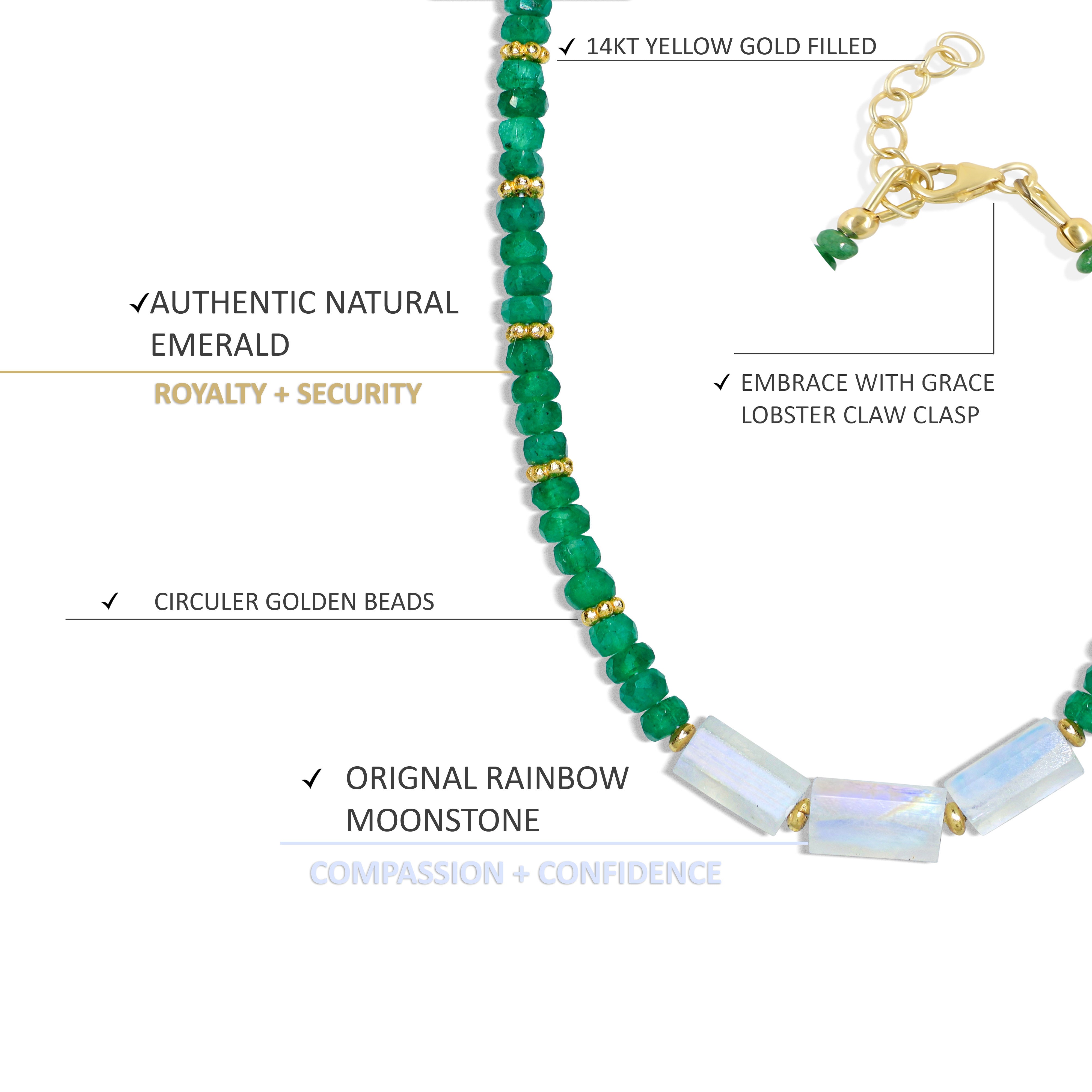 Moonstone With Emerald Necklace