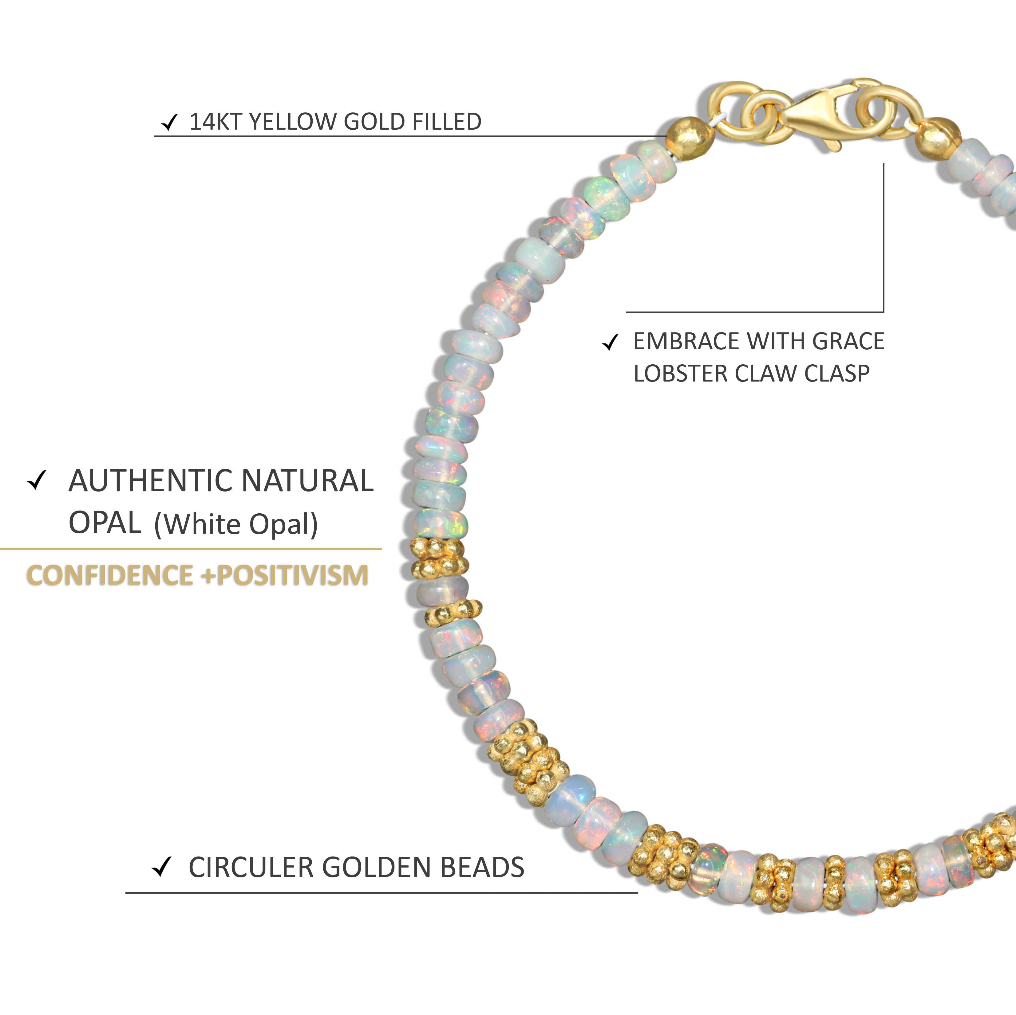 Lobster claw Clasp Opal Bracelet