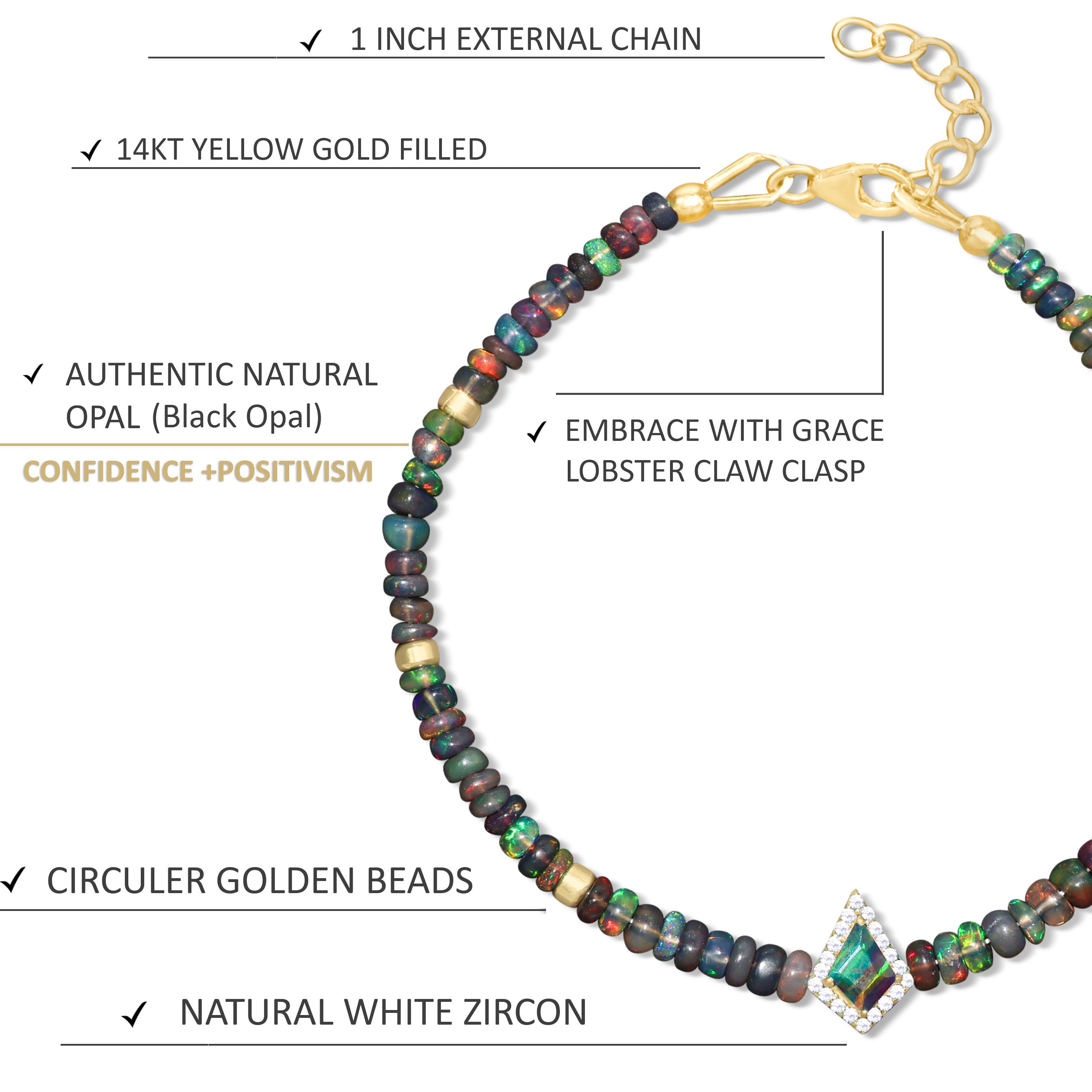 External chain black opal bracelet