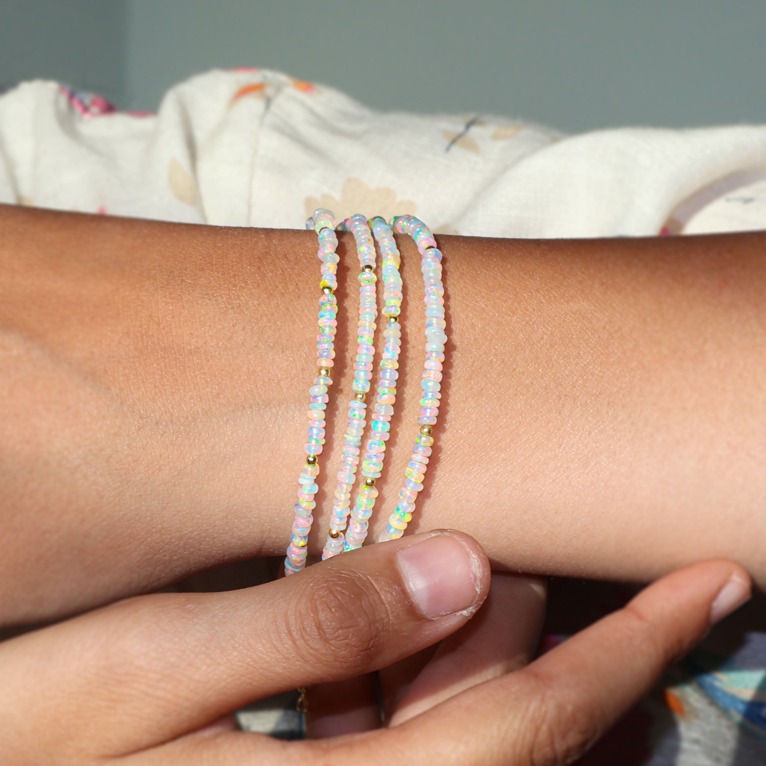 handmade white opal bracelet