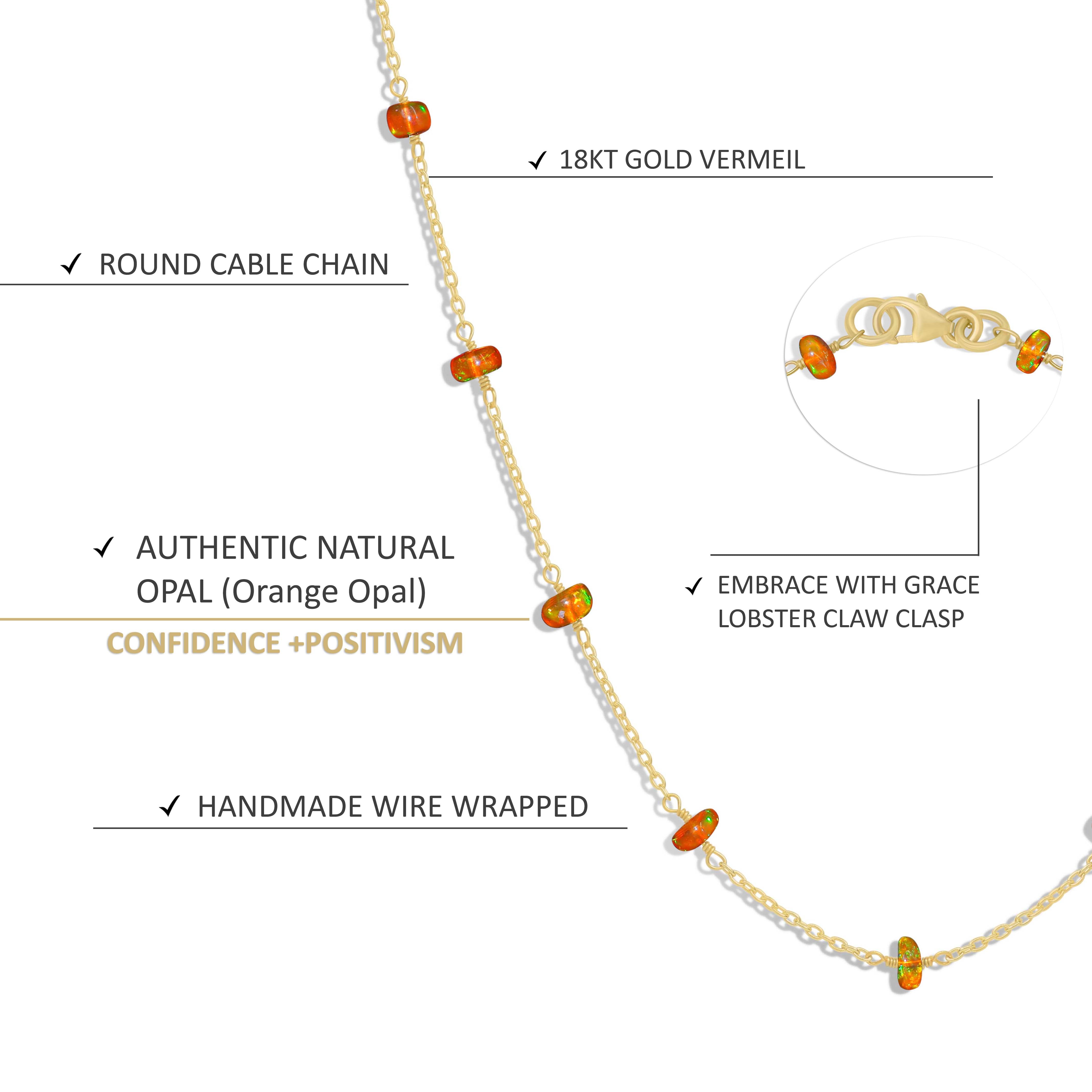 orange opal chain necklace