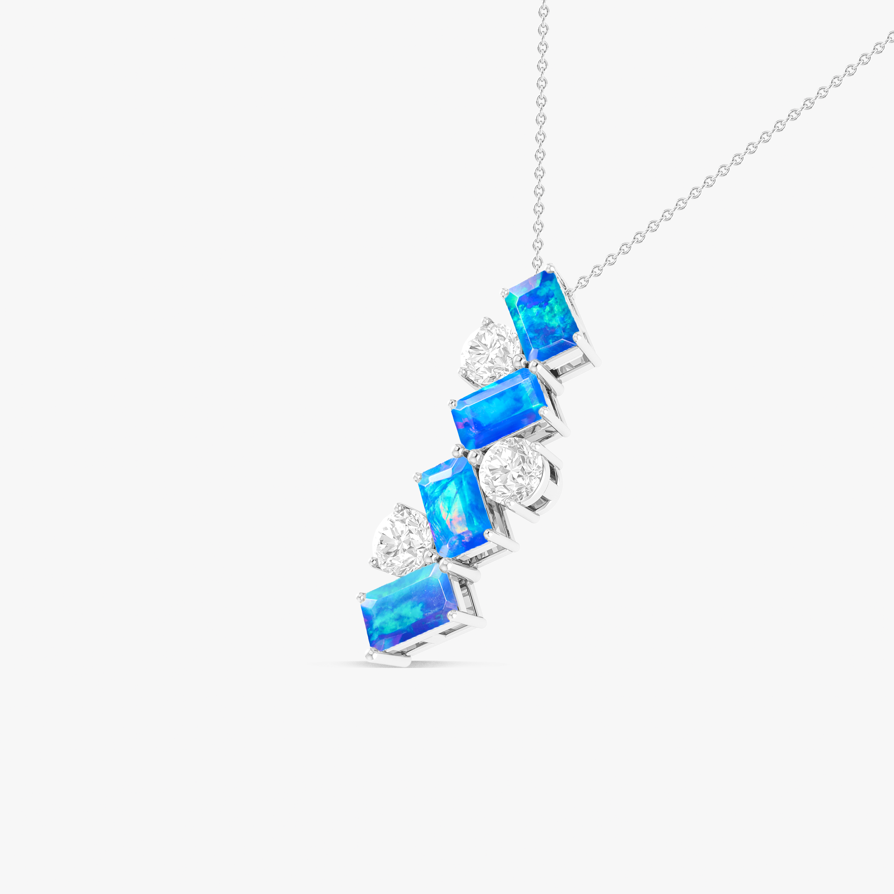 Blue Baguette Opal Gemstone Charm Pendant