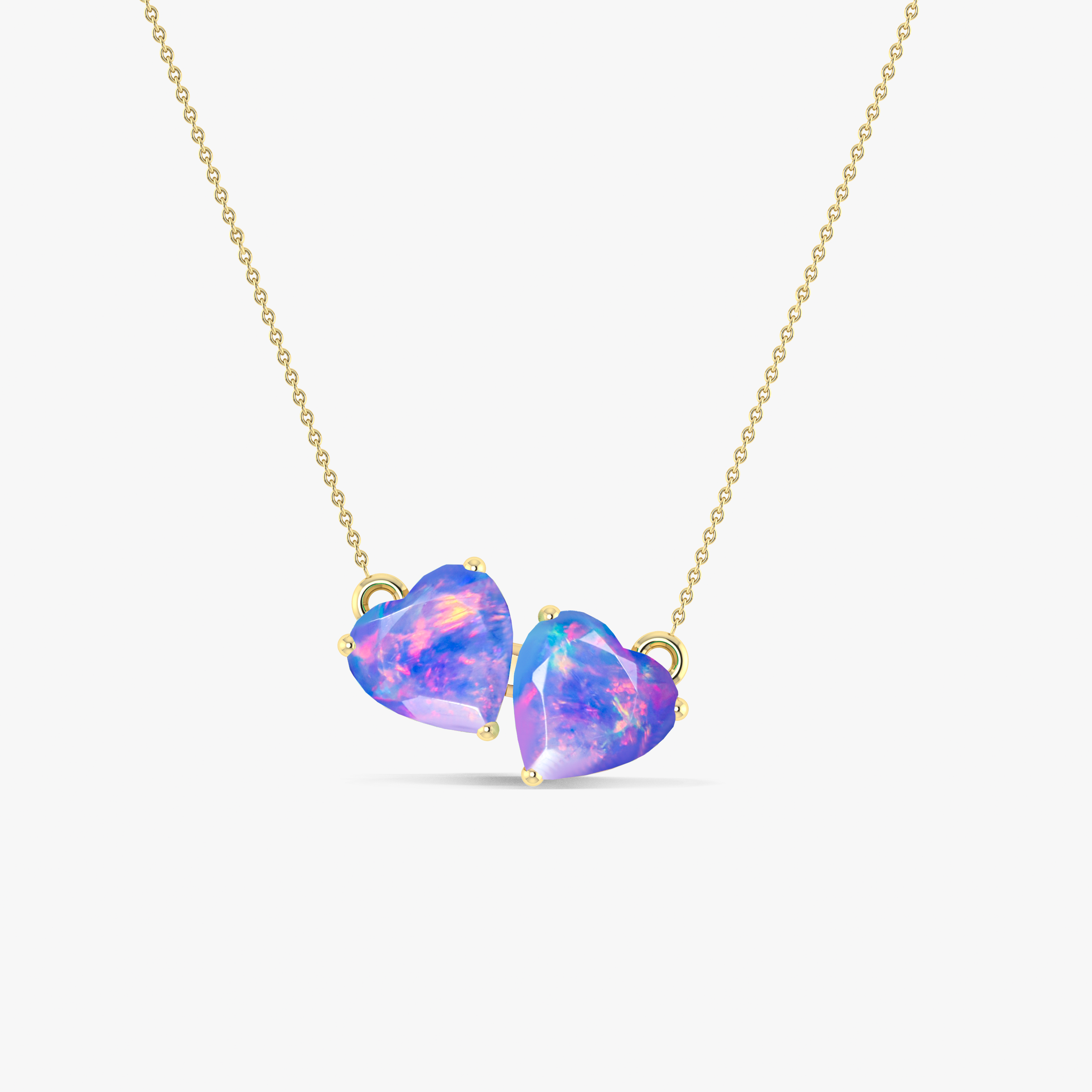 Multifire Lavender Opal Dual Heart Pendant