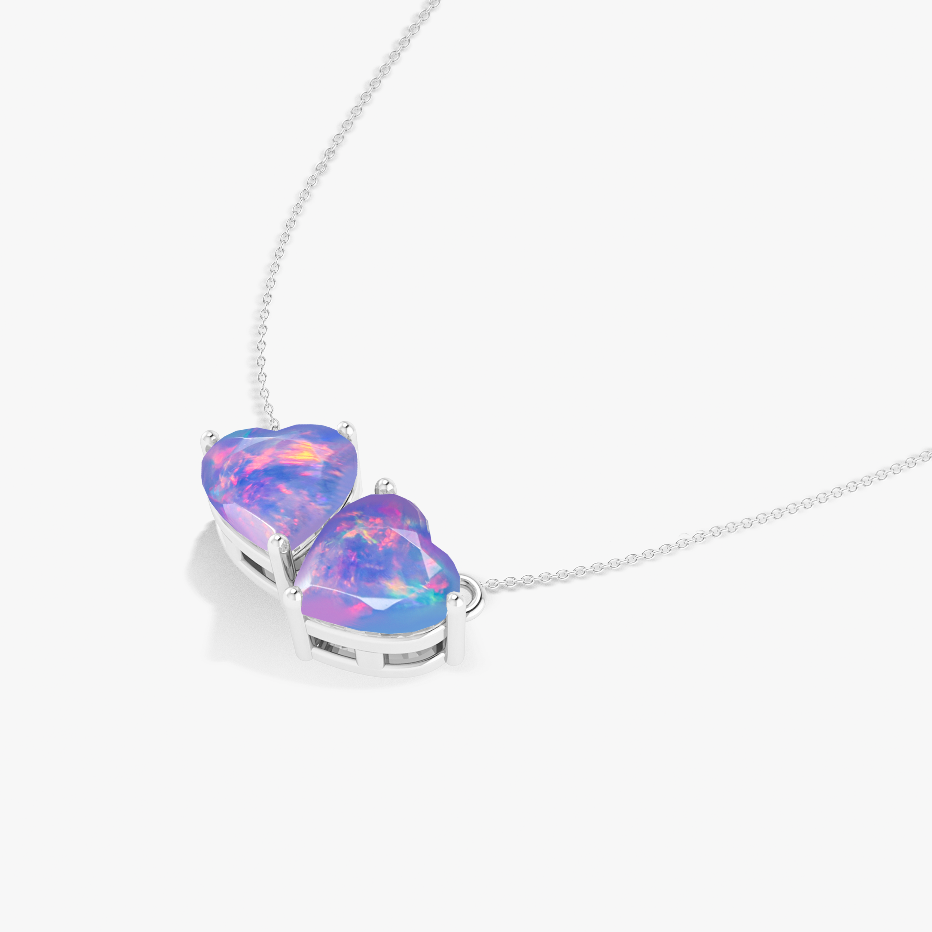 Multifire Lavender Opal Dual Heart Pendant