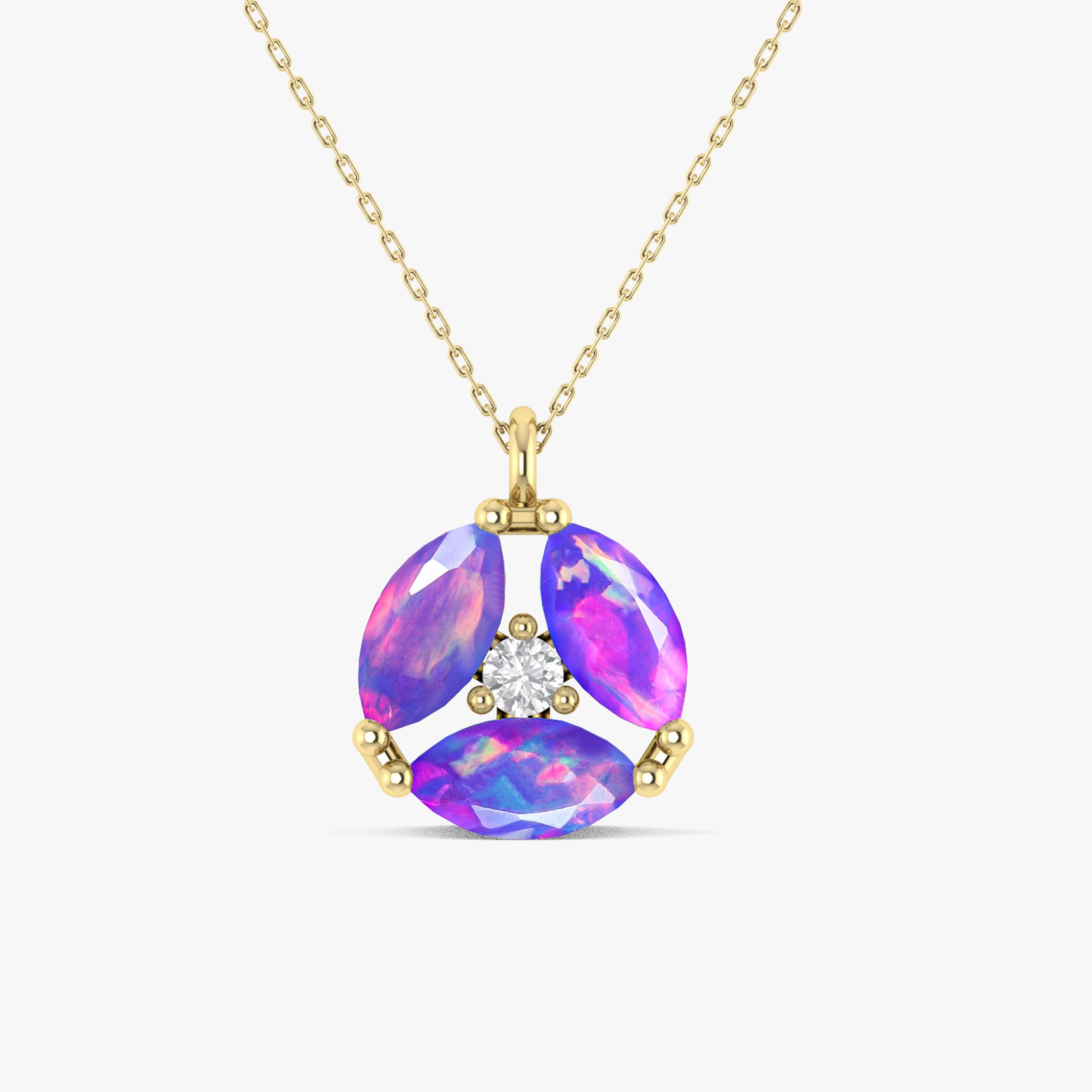 Droplet Purple Opal Pendant Necklace in Sterling Silver, Lab Opal Neck –  Silver Rain Silver