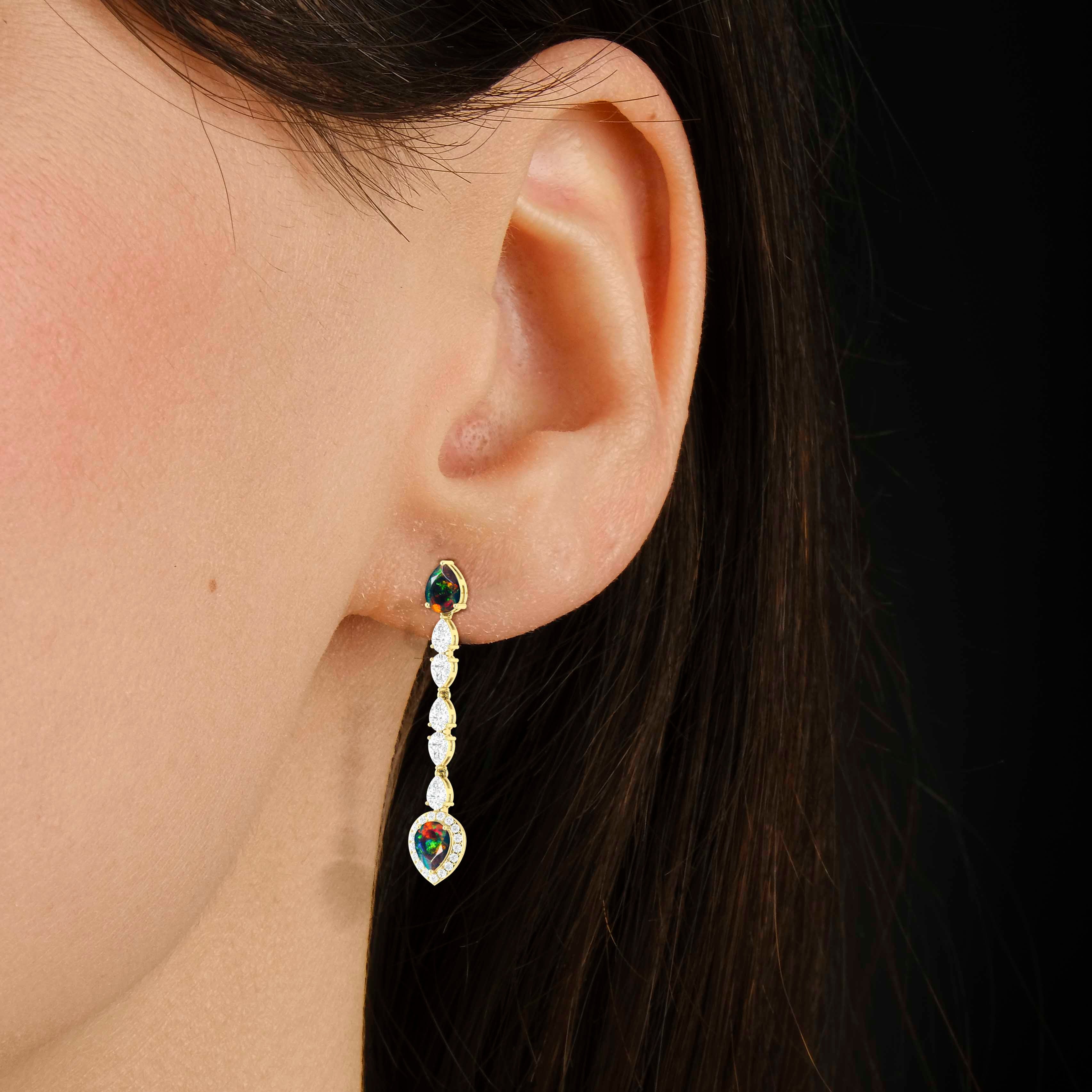Black Opal Stud Earring