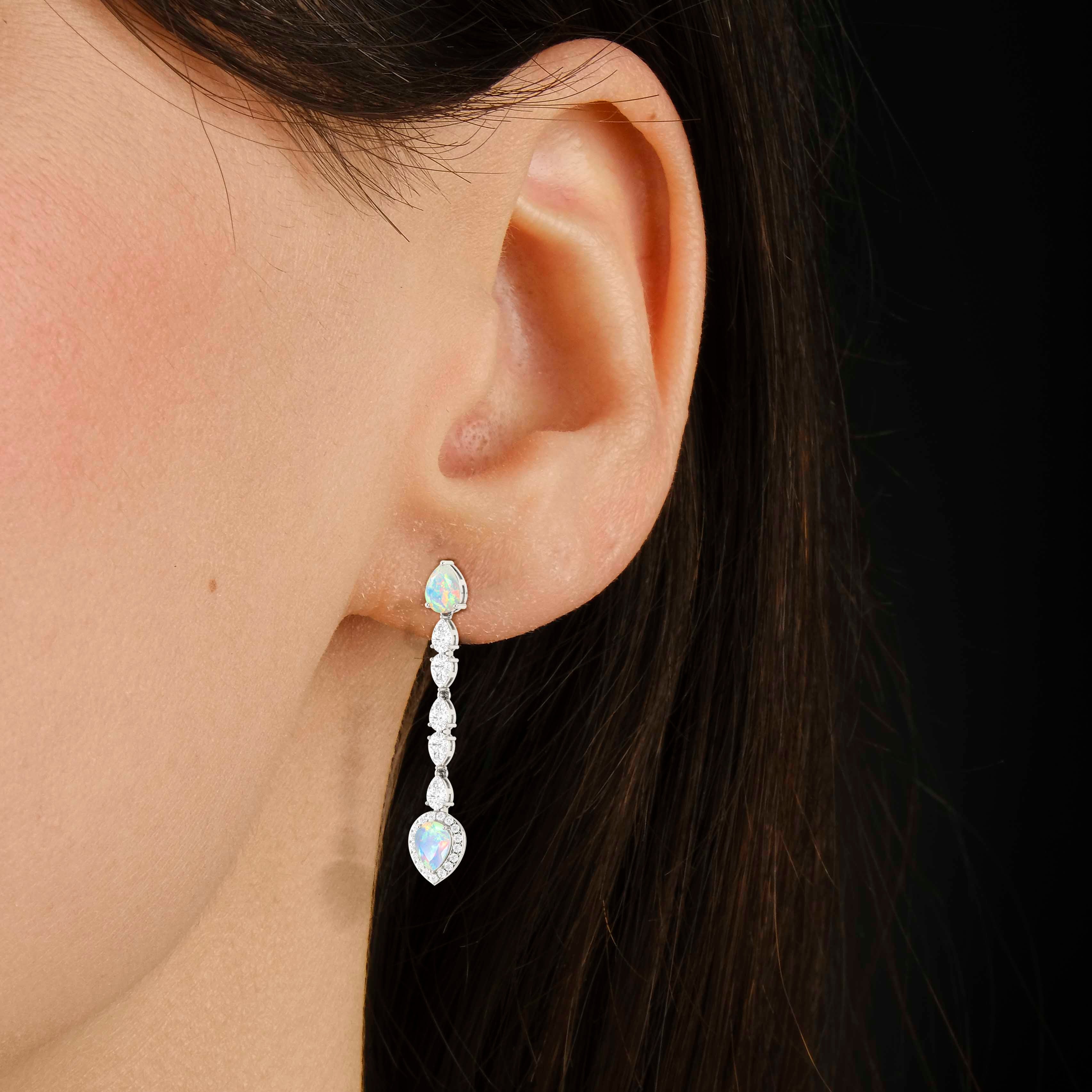 White Opal Stud Jewelry 